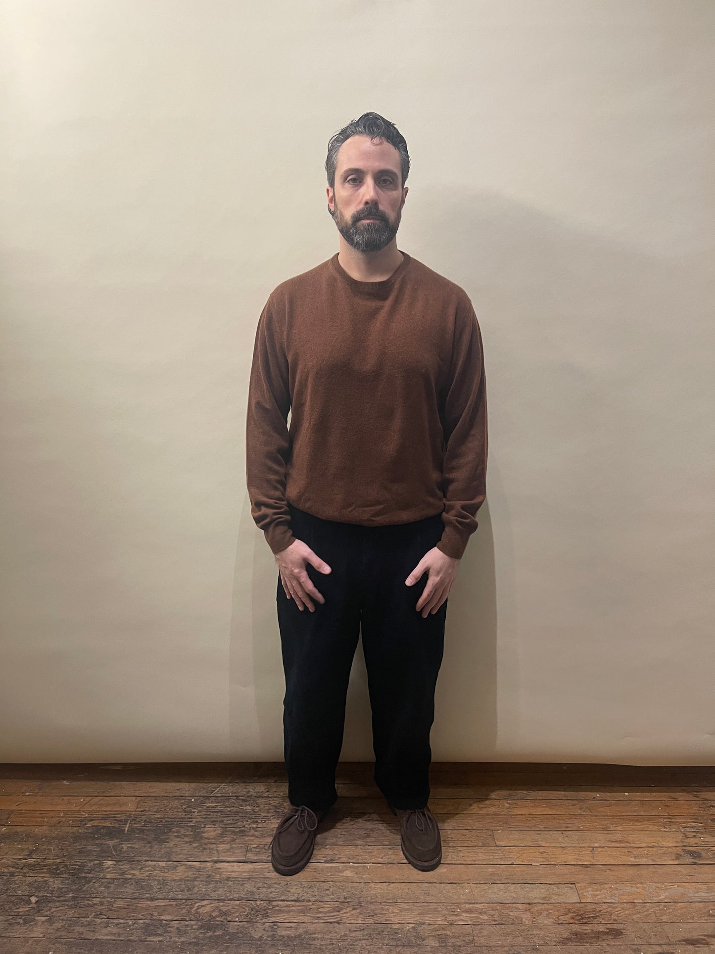 Loro Piana Brown Cashmere Knit Crewneck Sweater 42