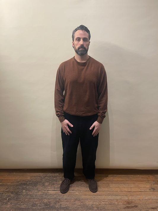 Loro Piana Brown Cashmere Knit Crewneck Sweater 42