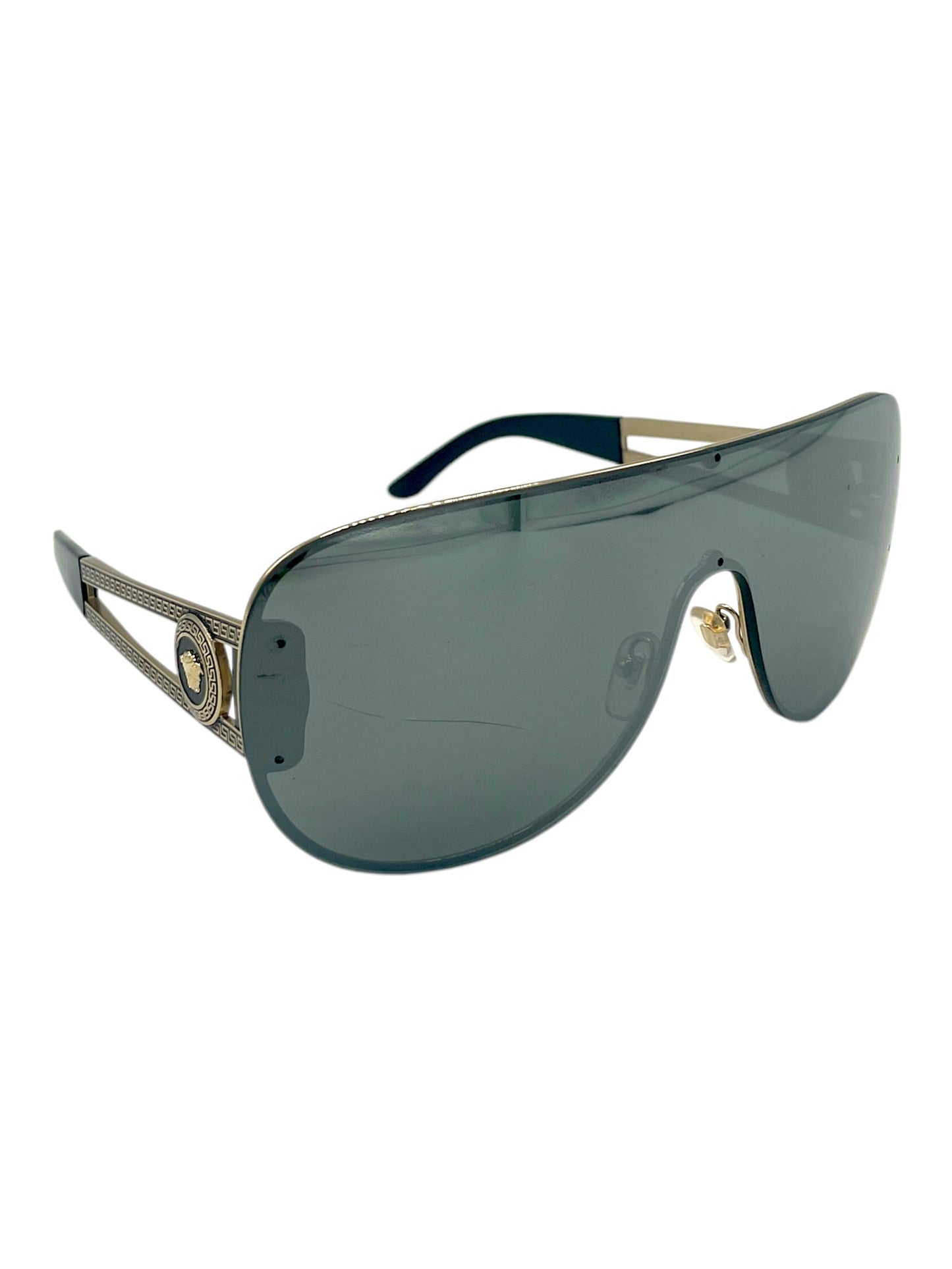 Versace Gold & Black Shield Sunglasses