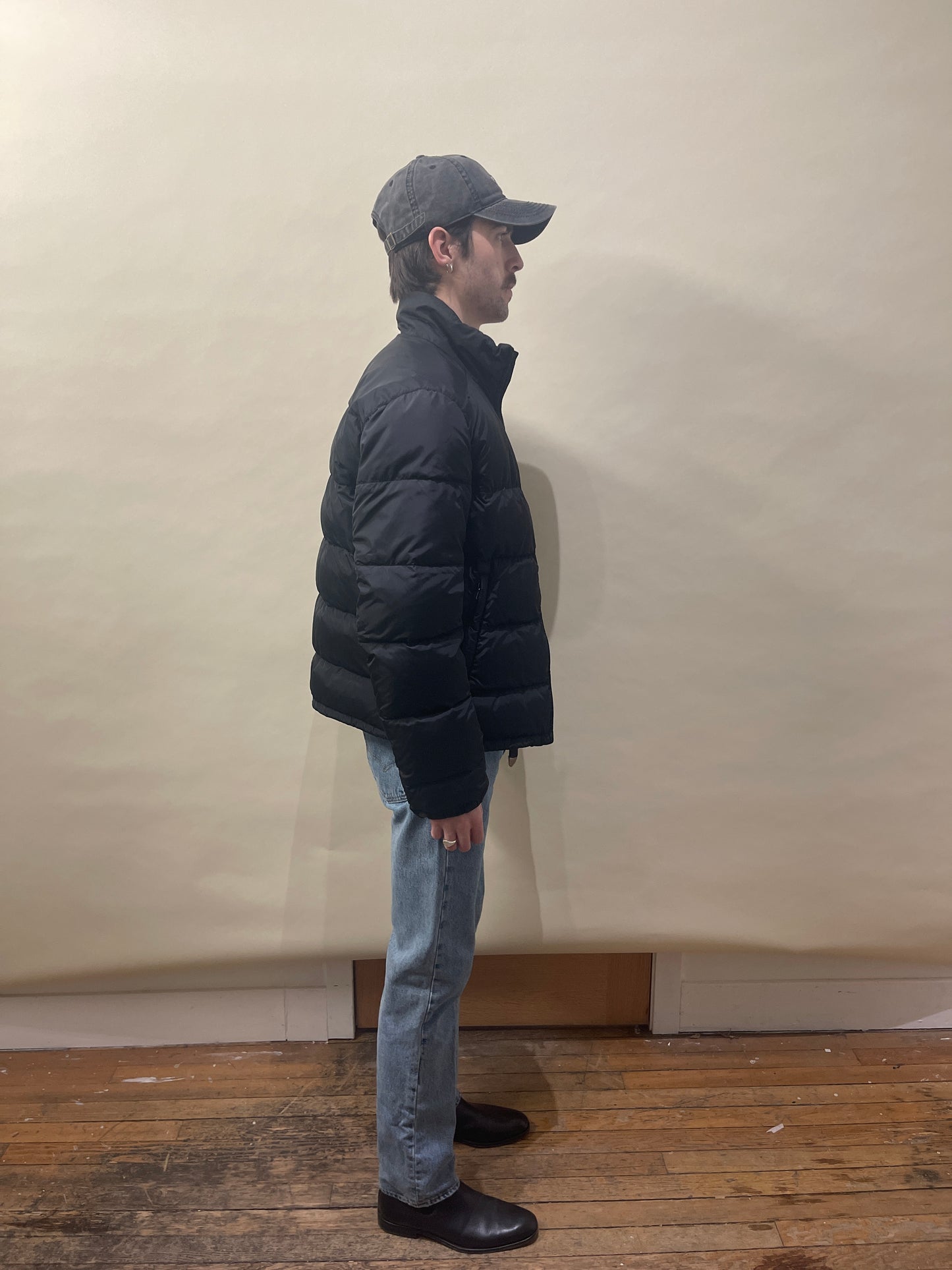 Prada Black Down Filled Short Puffer Jacket Large - L
