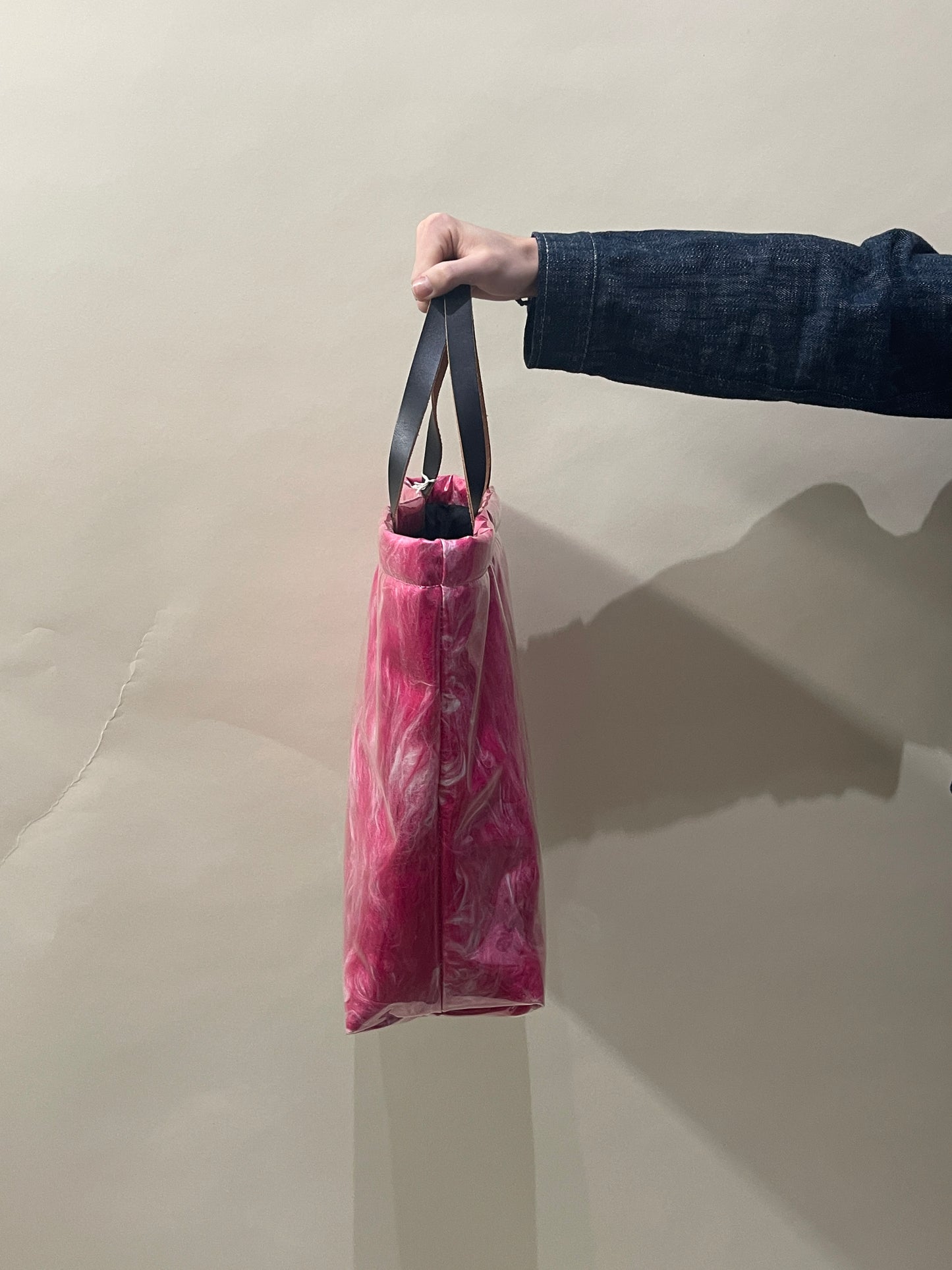Marni Hot Pink Logo Patch Shearling Tote