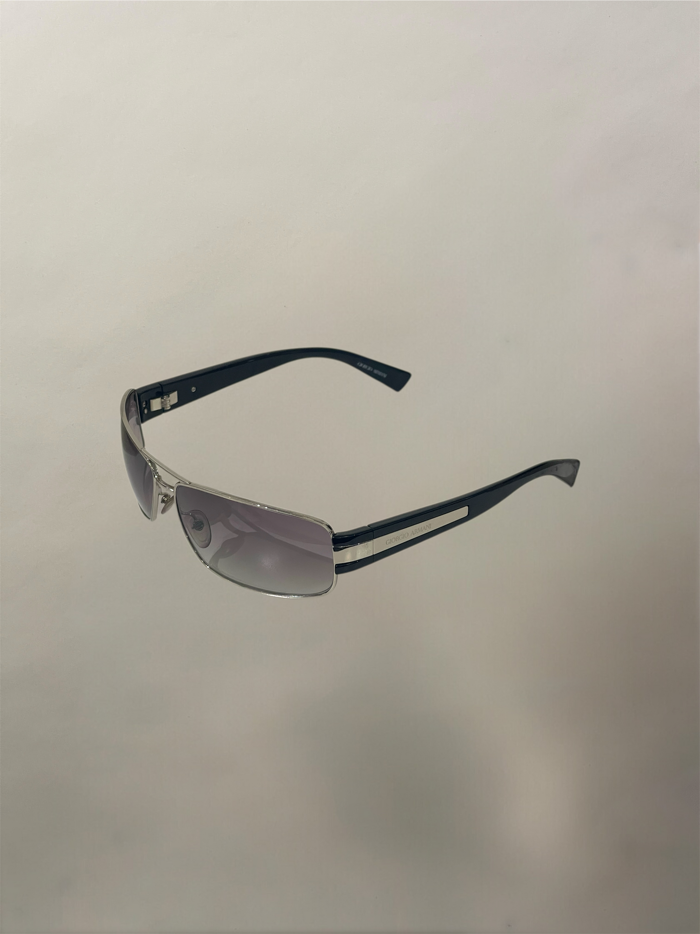 Giorgio Armani Black & Silver Gradient Lens Aviator Sunglasses