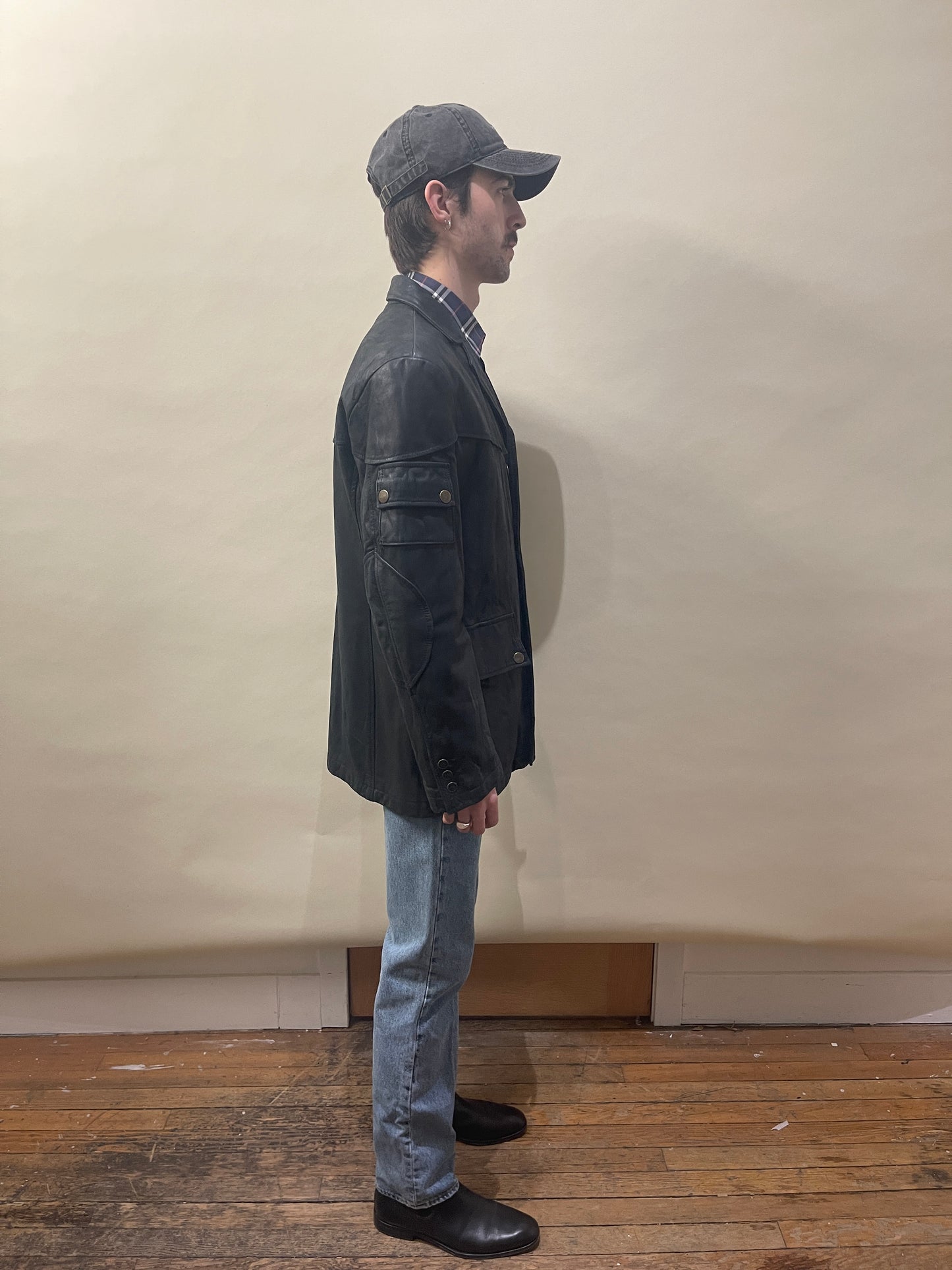 Belstaff Black Prince Black Leather Blazer Style Overcoat Large - L