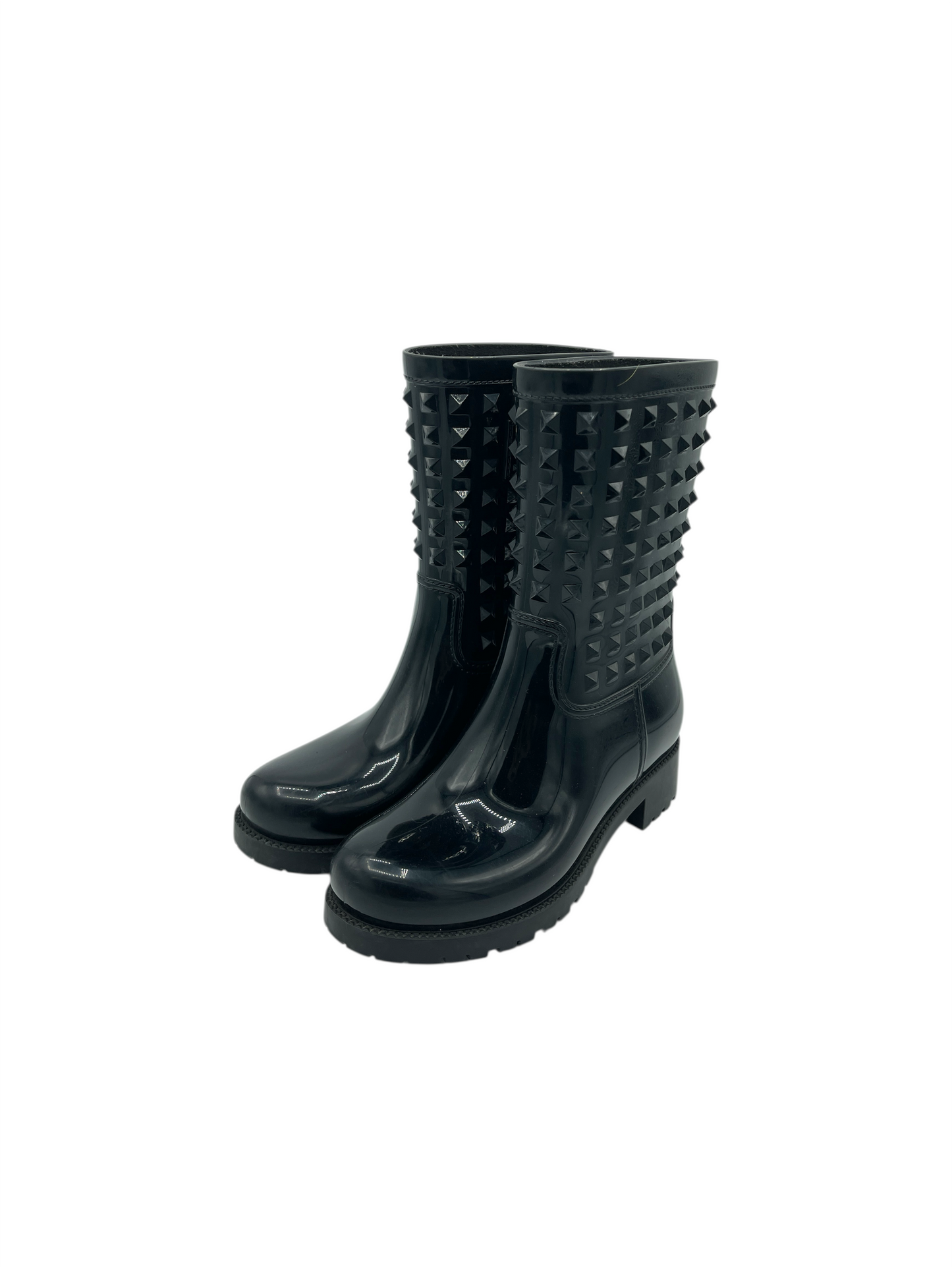 Valentino Black Rubber Rockstud Rain Boots 4.5 M / 6 W