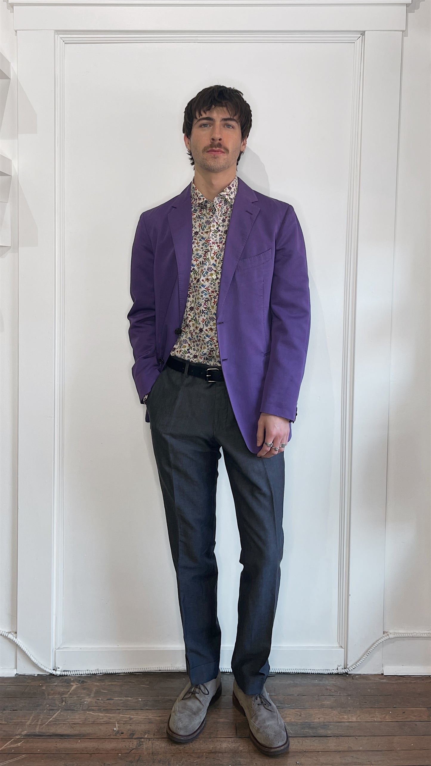 Etro Purple Cotton Silk Unlined Sport Coat 44