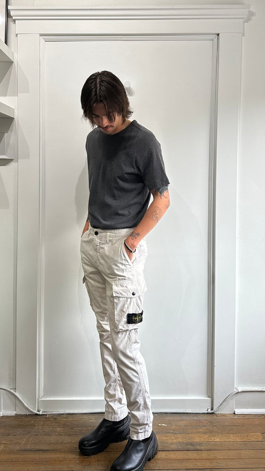 Stone Island White Type SL Slim Cargo Pants 30