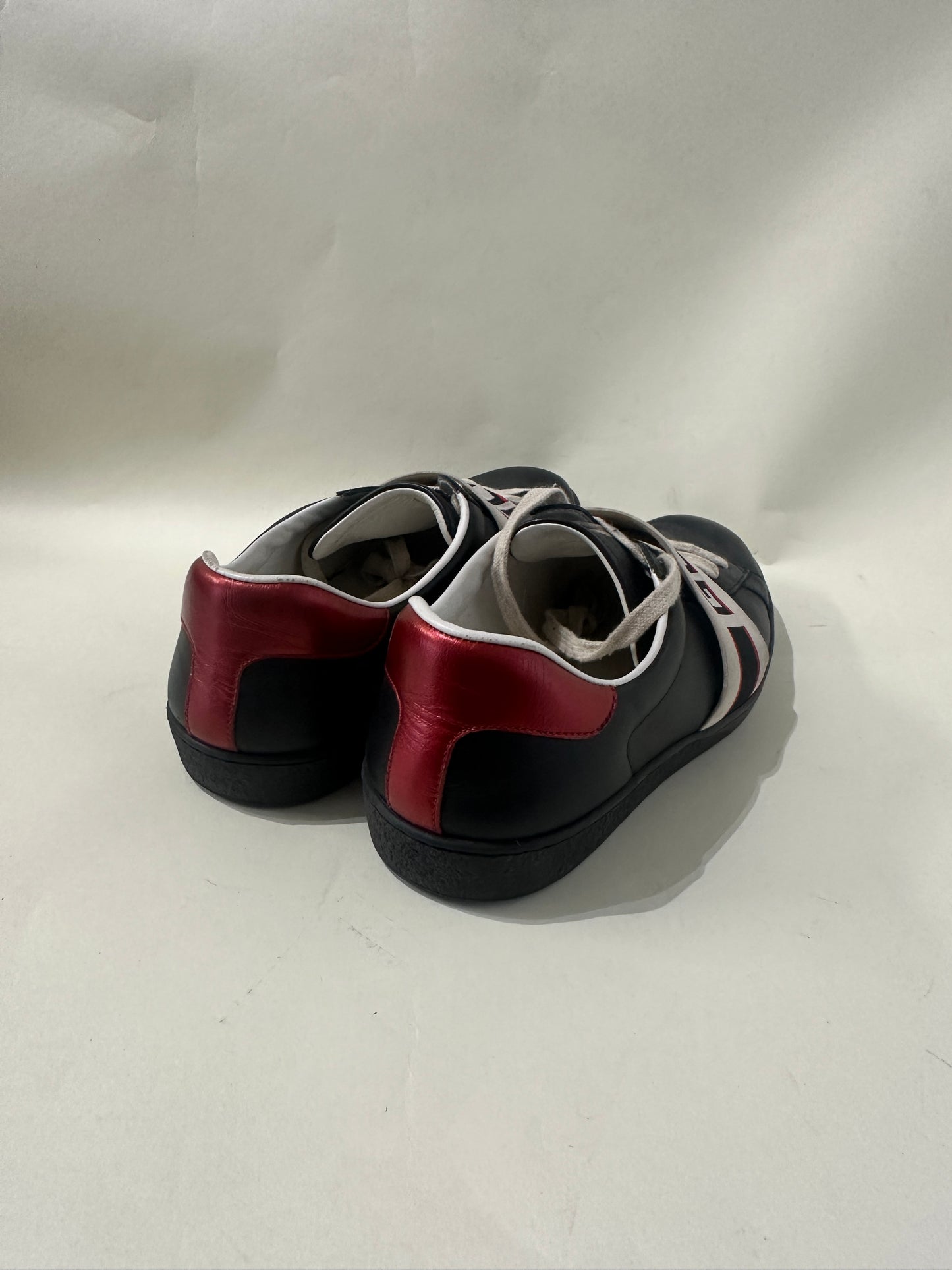 Gucci Black Leather Ace Stripe Sneakers 10 M / 11.5 W