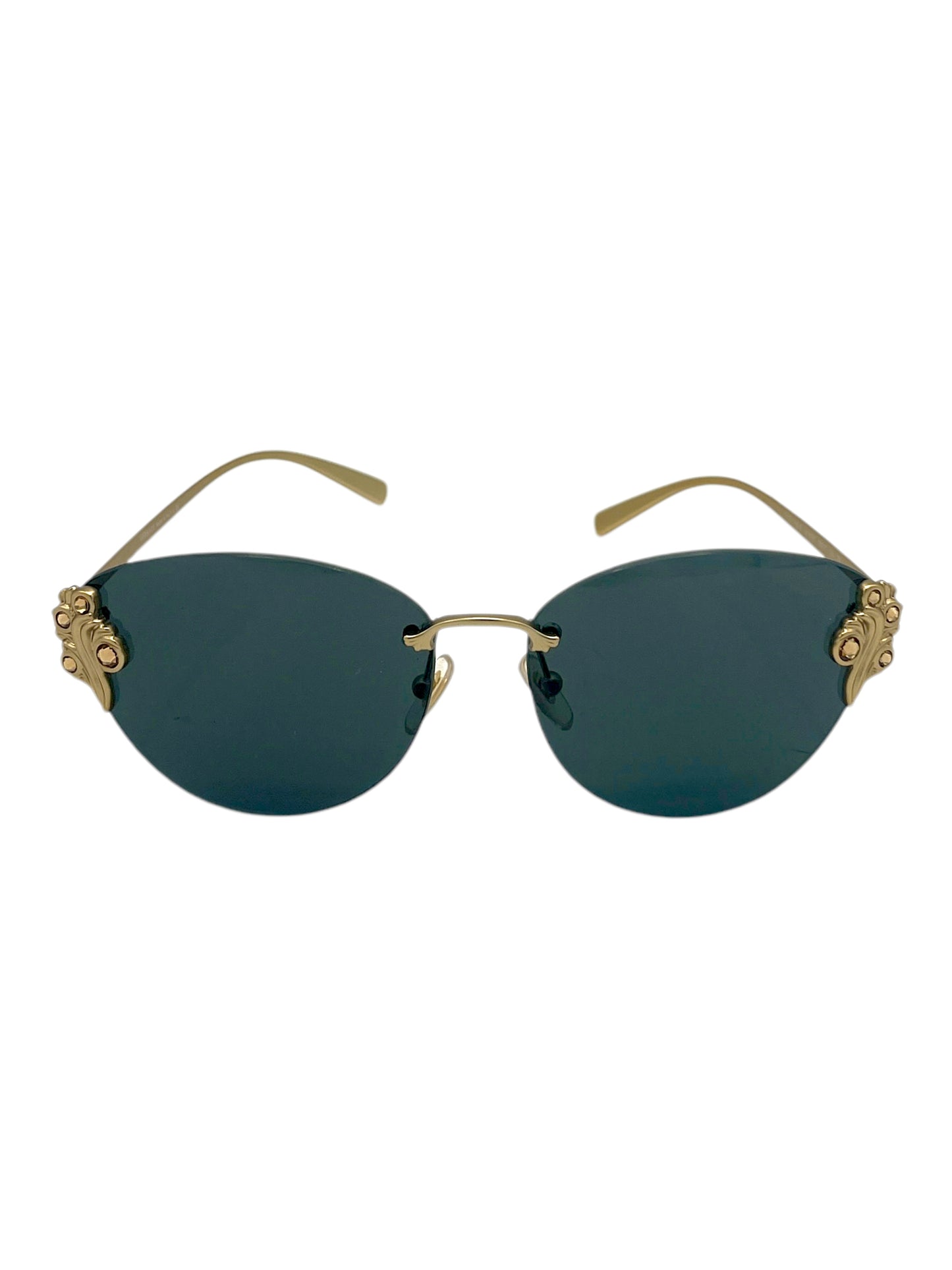 Versace Gold Gem Encrusted Frameless Sunglasses