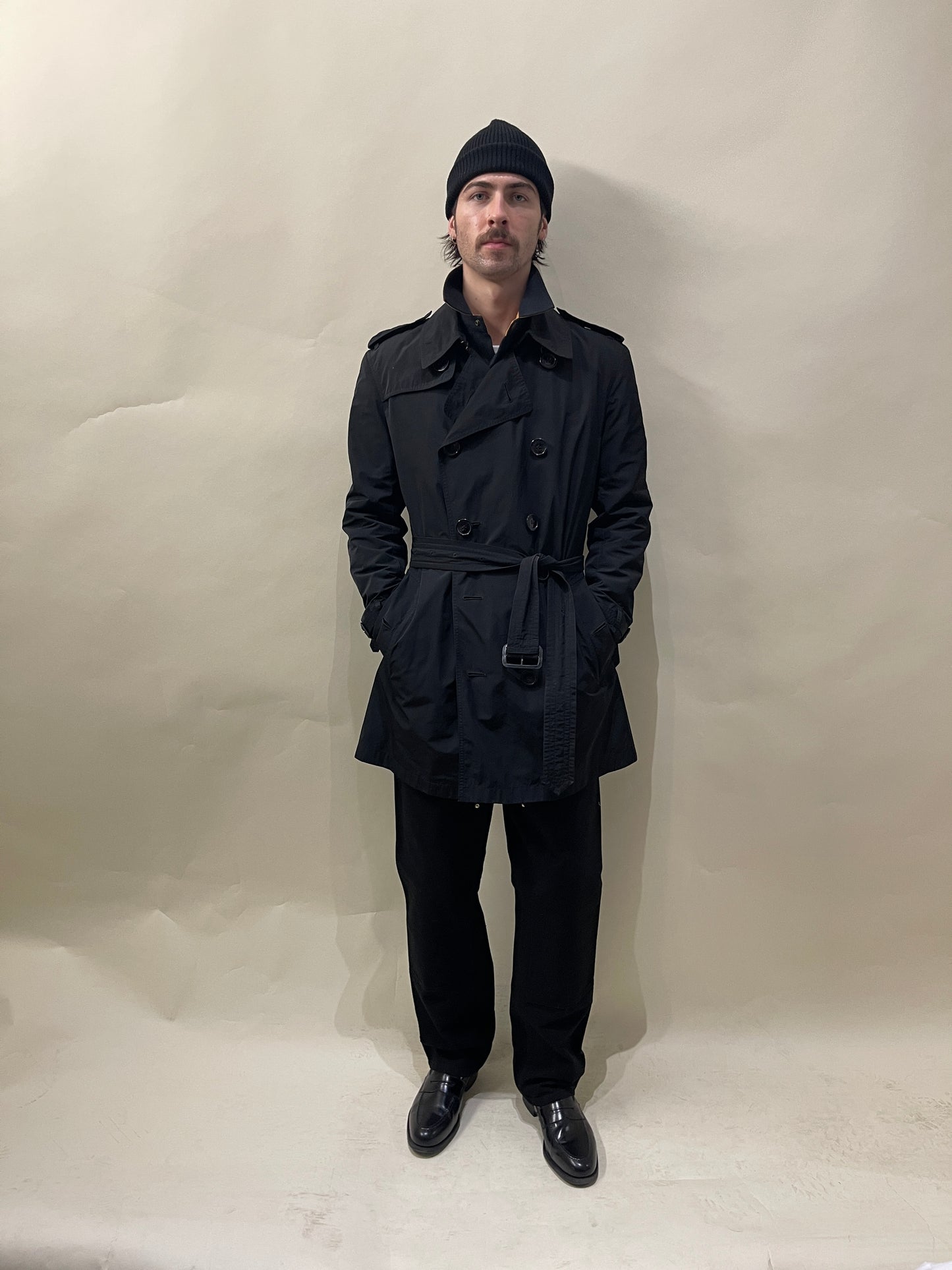 Burberry Brit Black Nylon Unlined Trench Coat Large - L