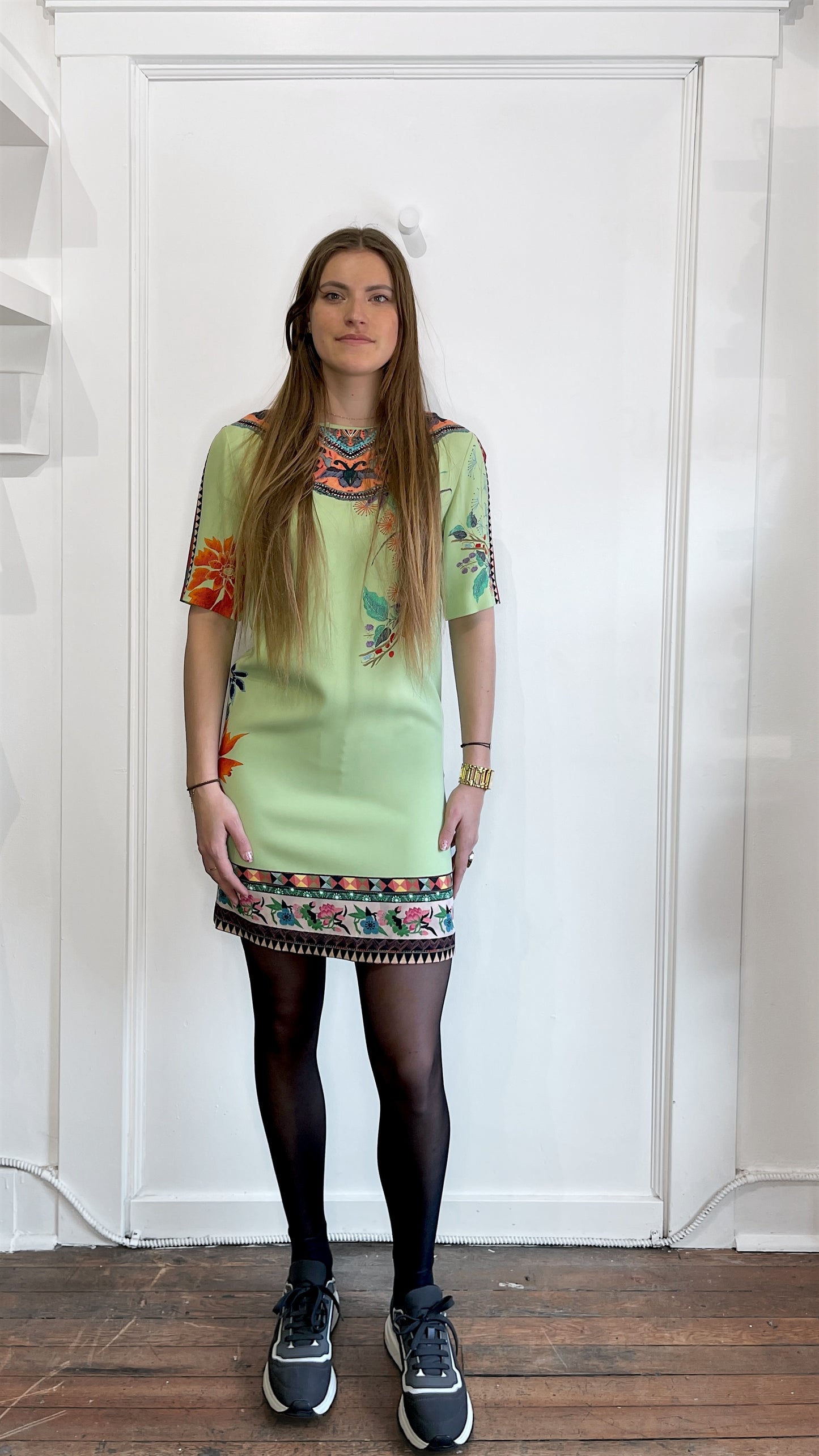 Etro Light Green & Multicolour Paisley Print Dress 44