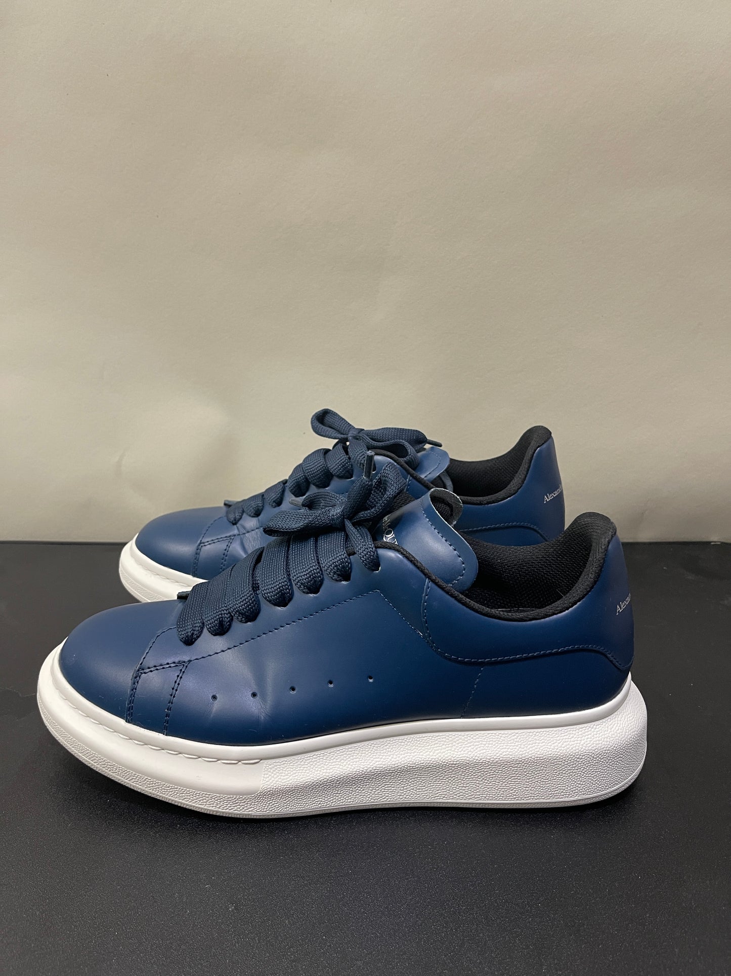 Alexander McQueen Navy Leather Oversized Sneakers 8 M / 9.5 W
