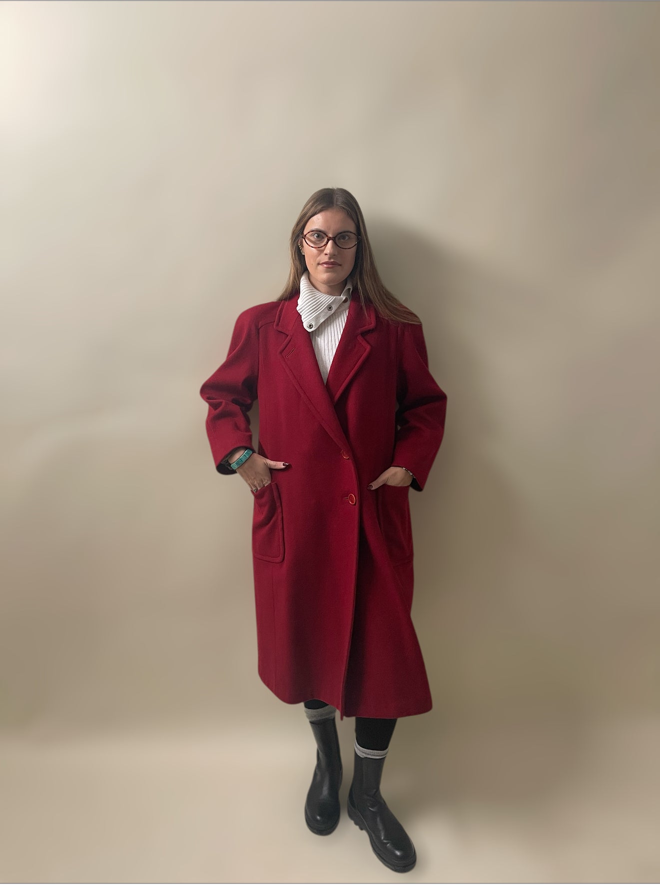 London Fog Red Wool Double Breasted Overcoat 14