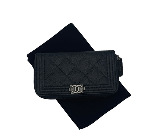 Chanel Black Quilted Boy Leather Wallet