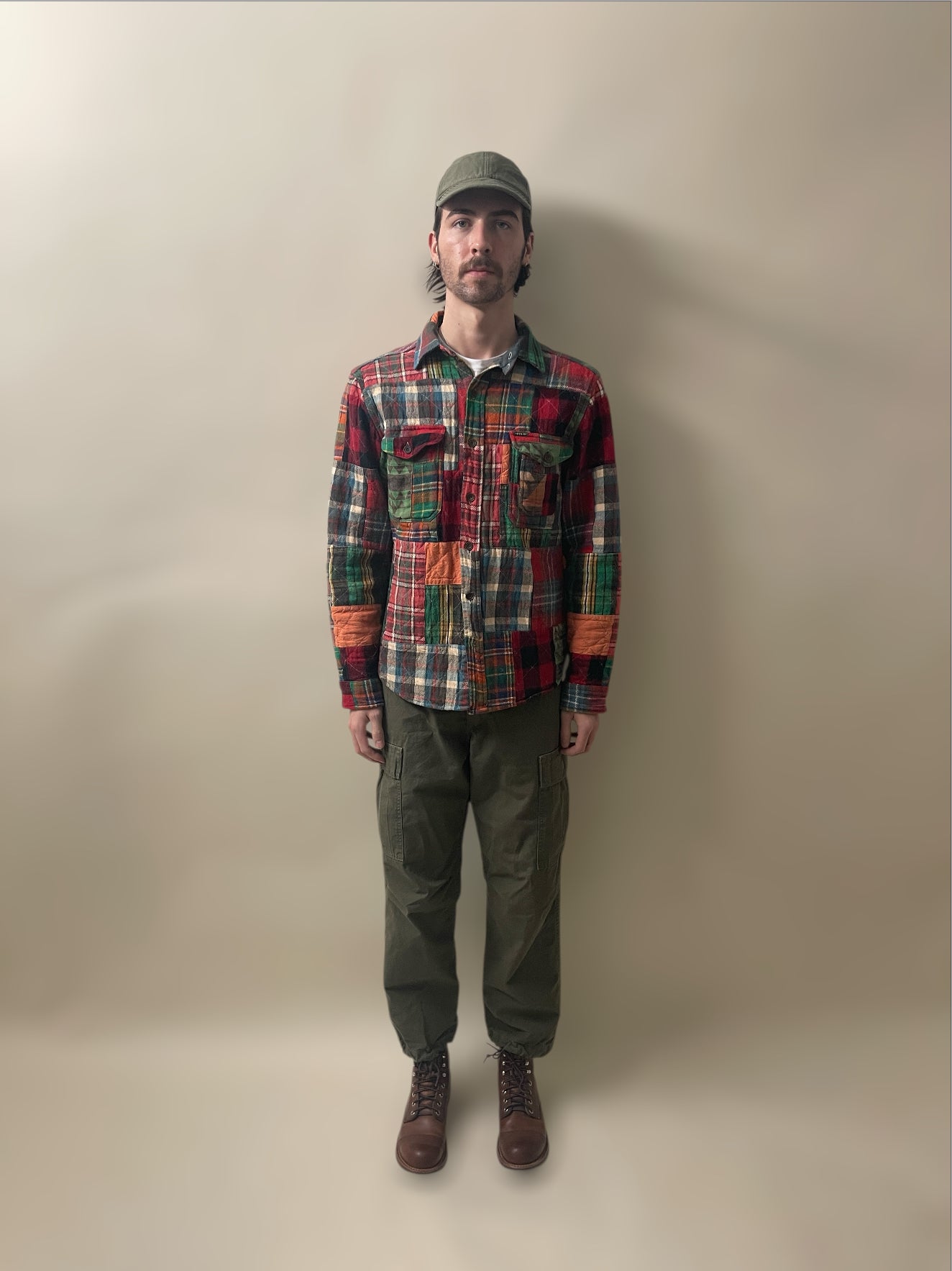 Polo Ralph Lauren Multicolour Quilted Patchwork Flannel Overshirt Medium - M