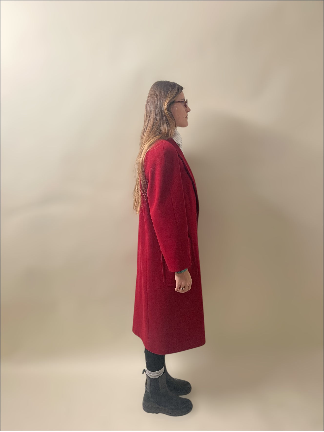 London Fog Red Wool Double Breasted Overcoat 14