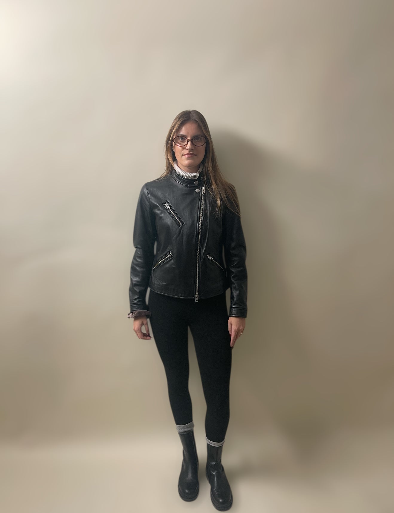 Coach Black Leather Multi Zip Moto Jacket Medium - M