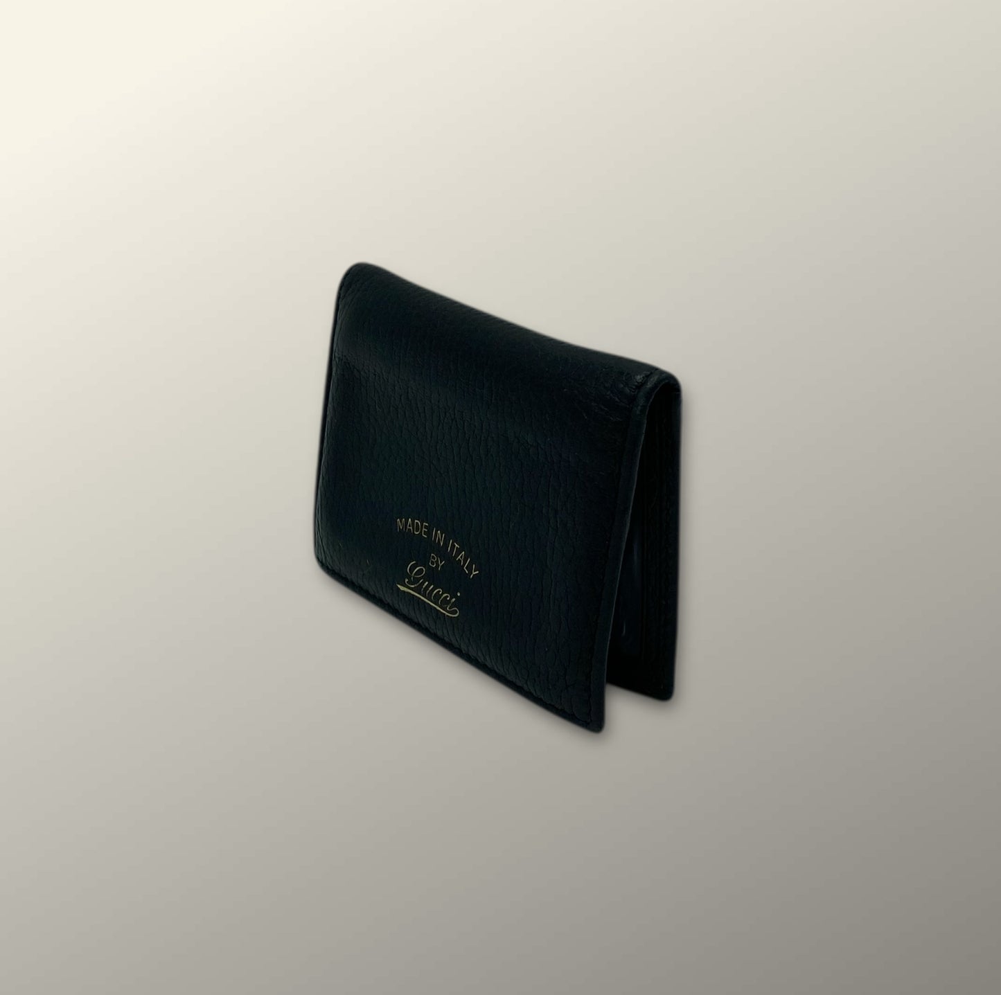 Gucci Black Pebbled Leather Foldover Cardholder