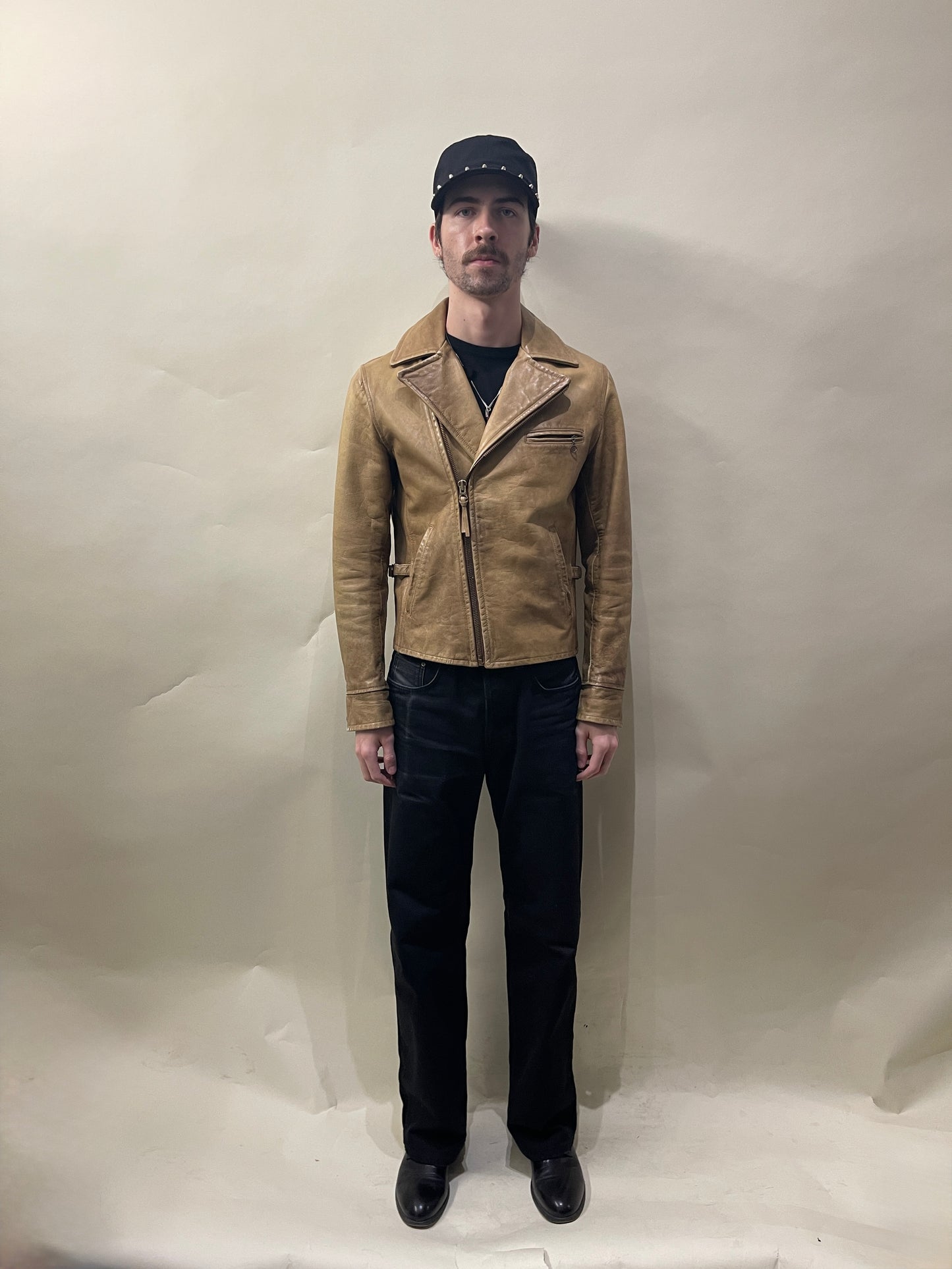 Polo Ralph Lauren Tan Natural Cowhide Biker Jacket Small - S