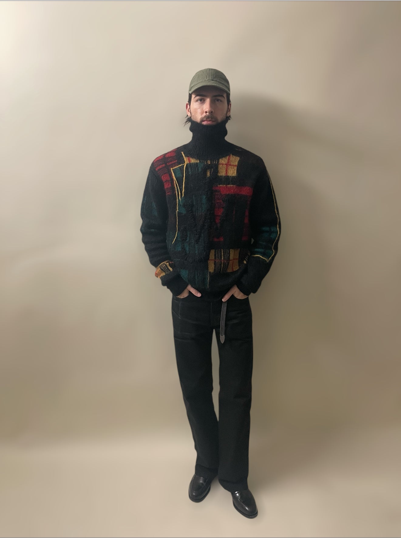 JW Anderson Black & Multicolour Mohair Blend Knit LS Turtleneck Sweater Extra Large - XL