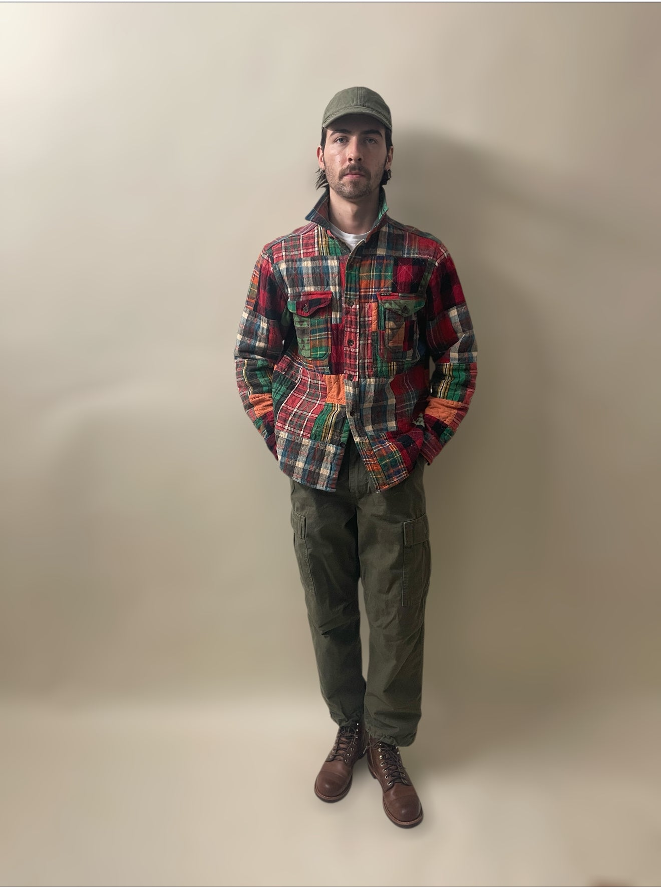 Polo Ralph Lauren Multicolour Quilted Patchwork Flannel Overshirt Medium - M