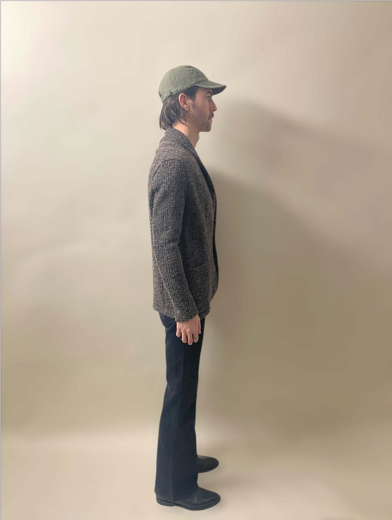 Kazuyuki Kumagai (Attachment) Brown & Black Melange Poly Wool Alpaca Blend Single Button Cardigan Medium - M