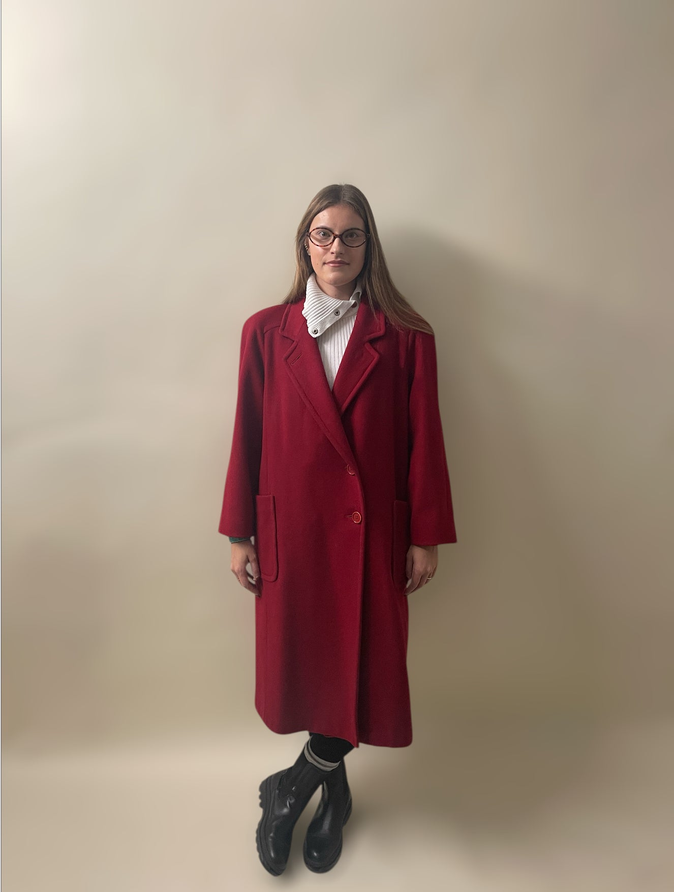 London Fog Red Wool Double Breasted Overcoat 14