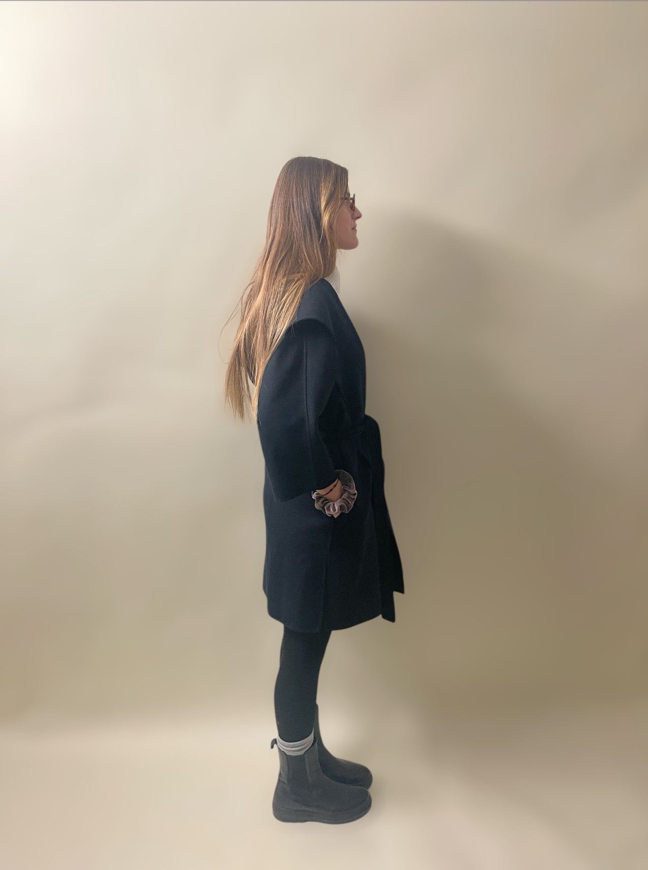 MaxMara Navy Blue Wool Blend Hooded Coat Medium - M