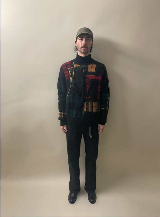 JW Anderson Black & Multicolour Mohair Blend Knit LS Turtleneck Sweater Extra Large - XL