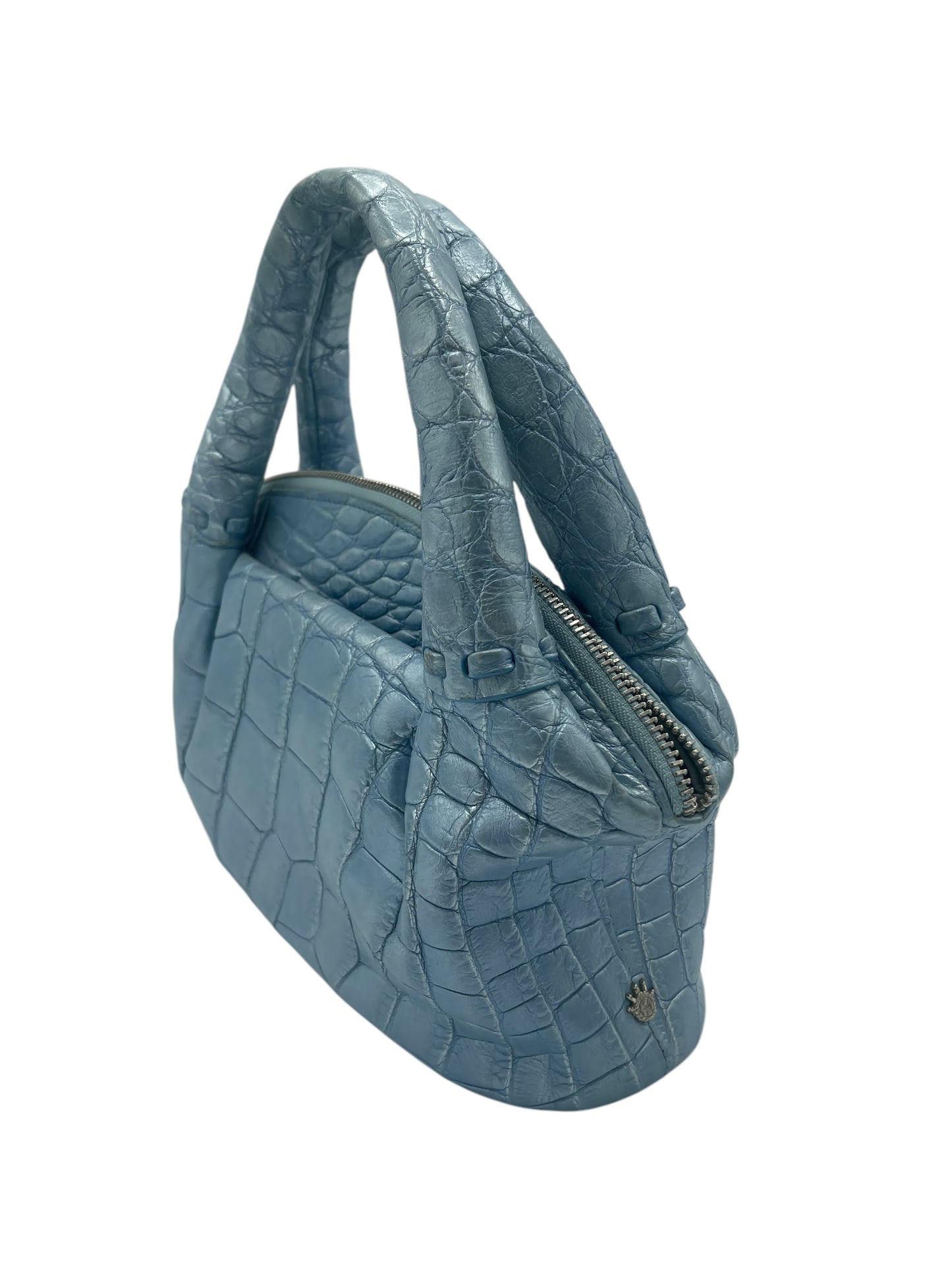 Kwanpen Baby Blue Crocodile Skin Handbag