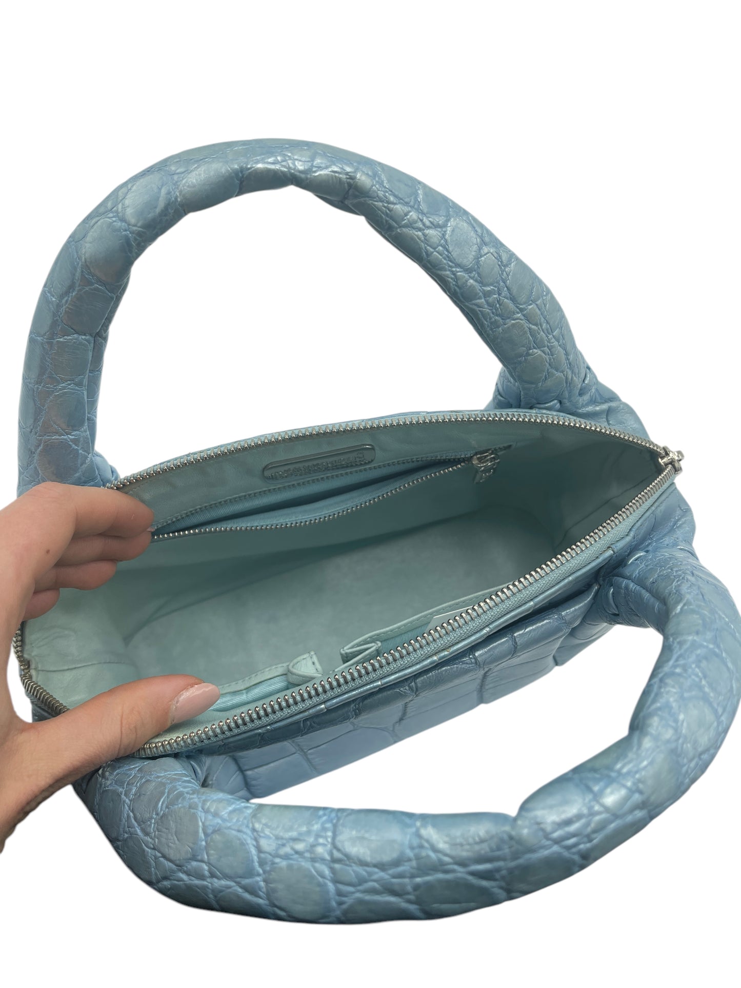 Kwanpen Baby Blue Crocodile Skin Handbag