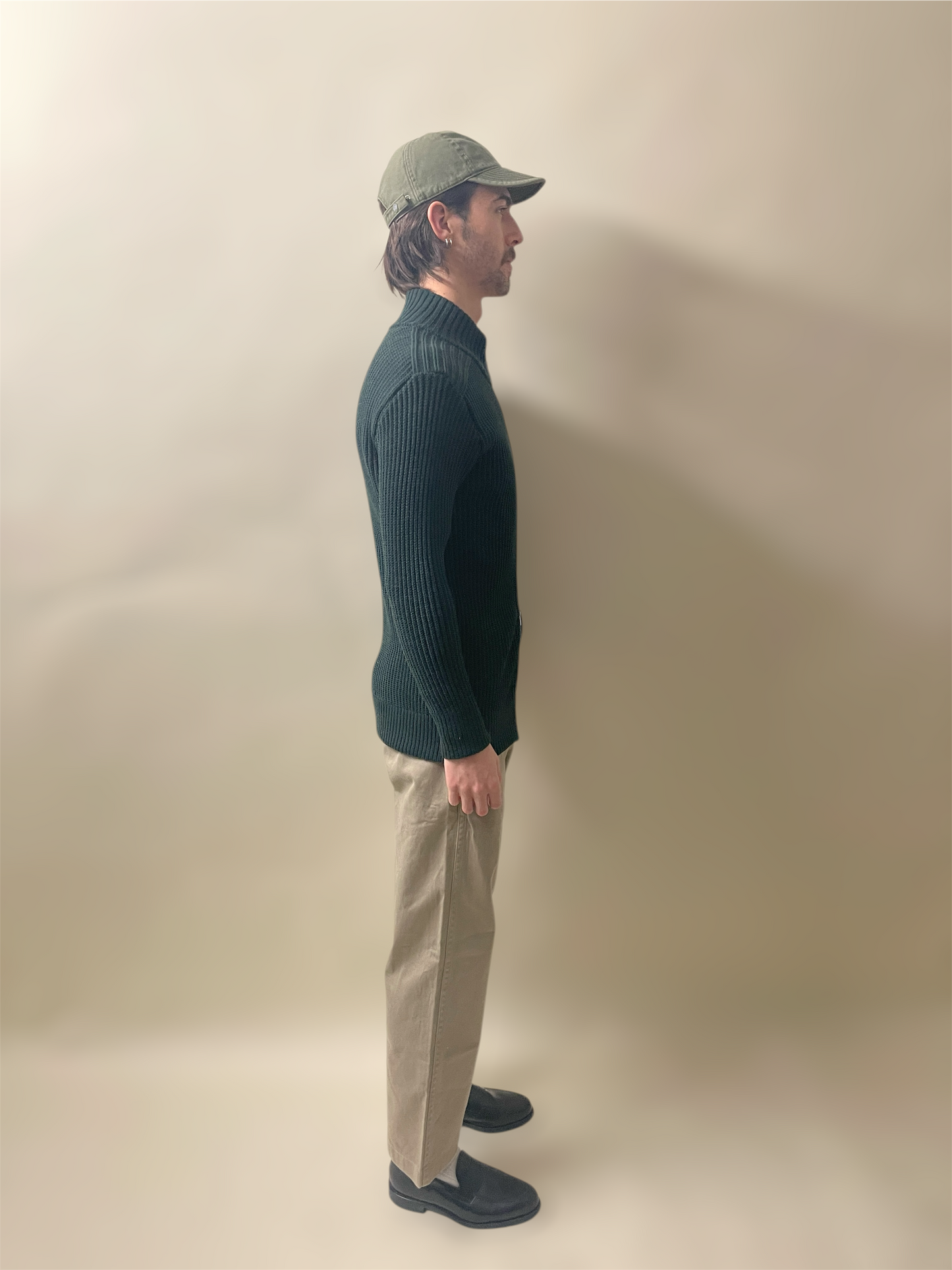 S.N.S. Herning Dark Green Heavyweight Virgin Wool Zip Up Cardigan Small - S