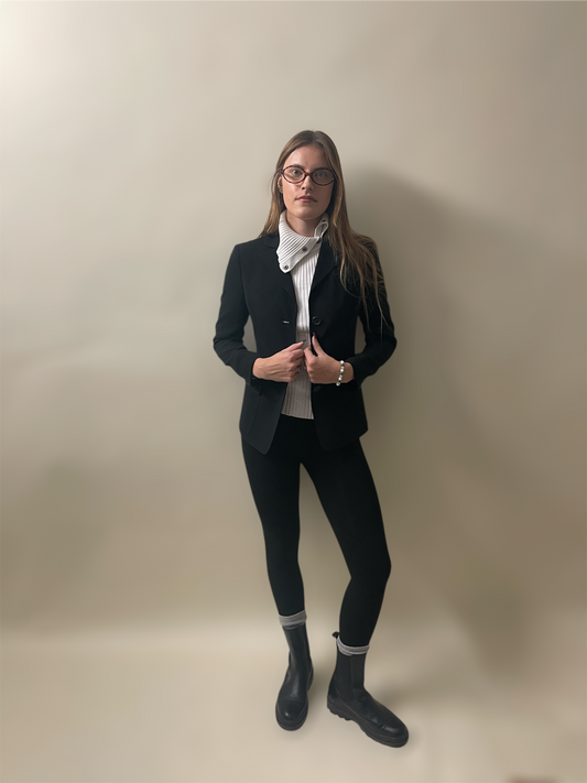 Akris Black Wool Blend 3 Button Blazer 6