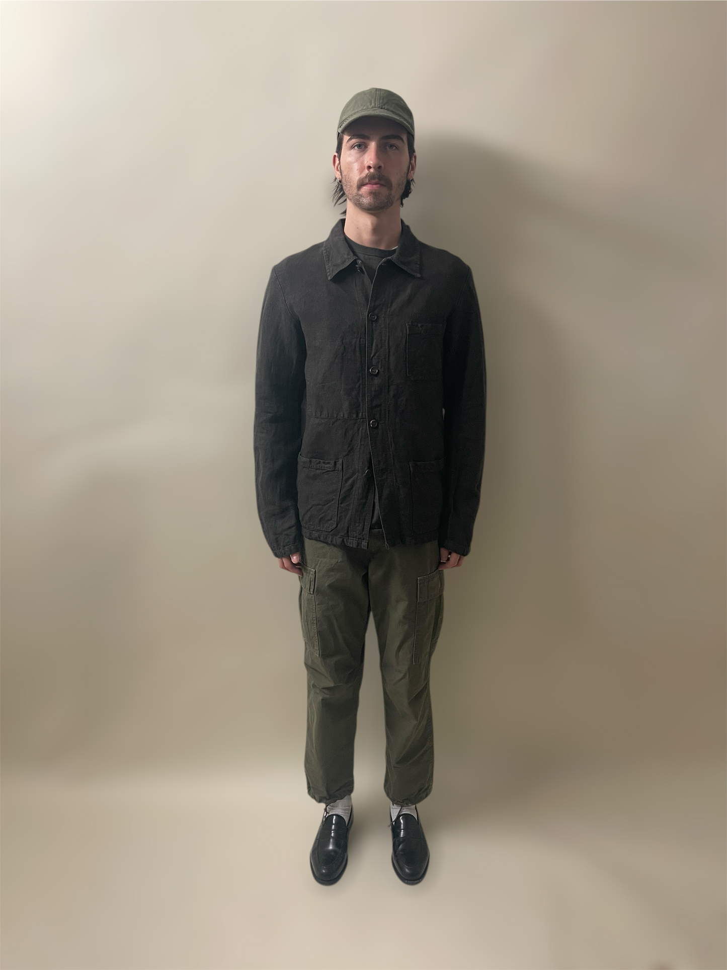 Vétra Charcoal Grey Heavy Linen Chore Coat Extra Large - XL