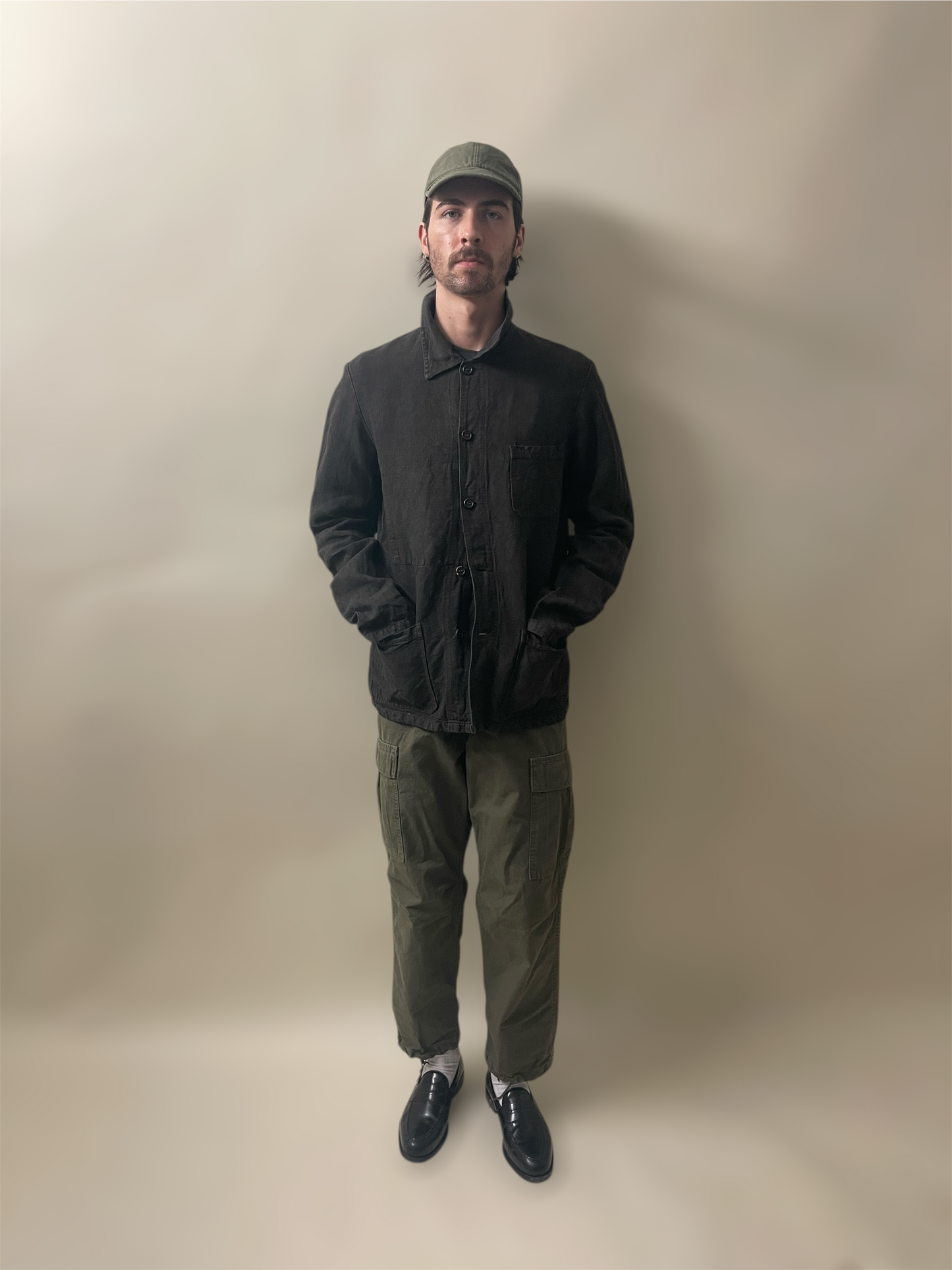 Vétra Charcoal Grey Heavy Linen Chore Coat Extra Large - XL