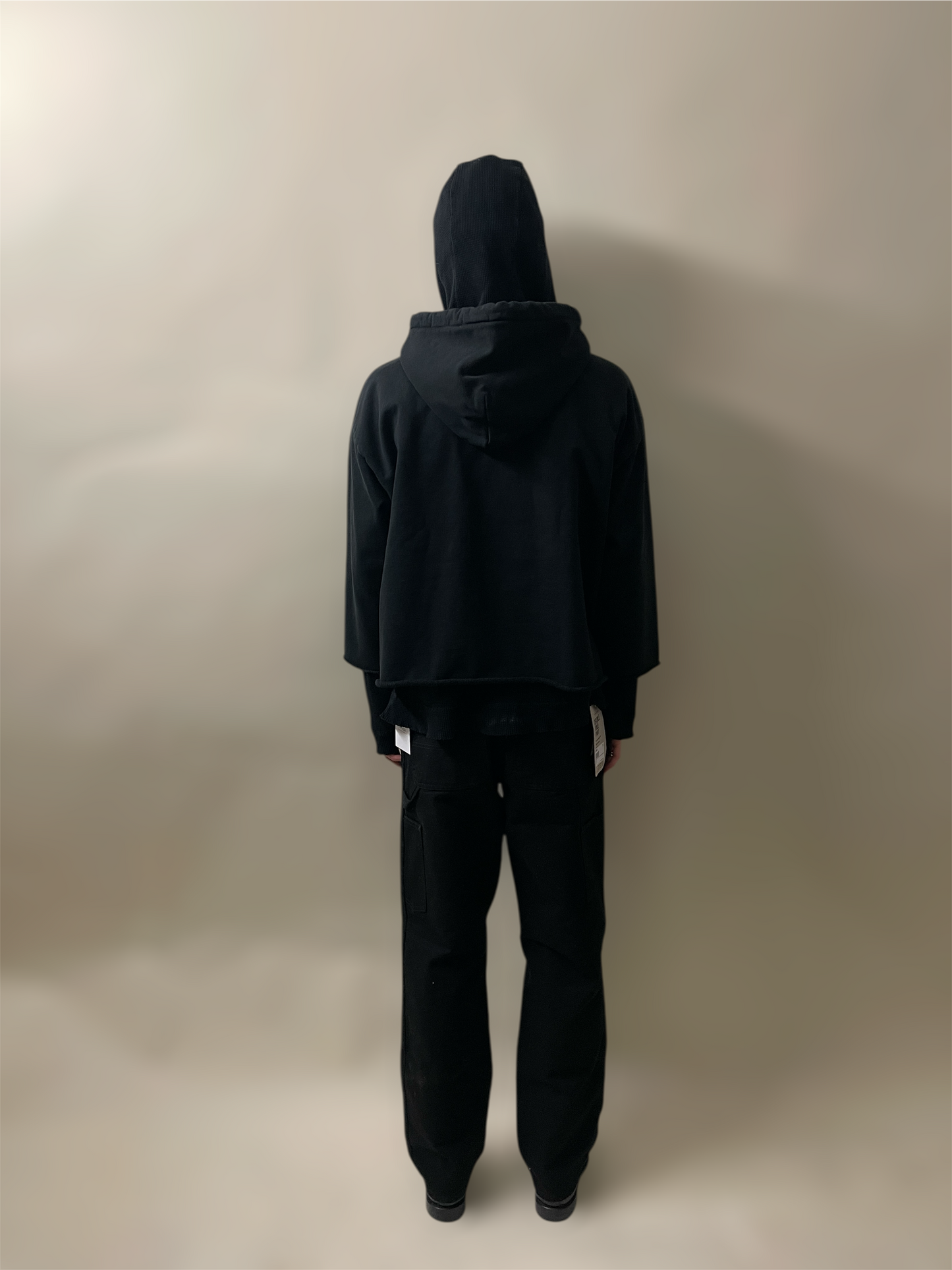 MM6 Black Chest Logo Cropped Hoodie Large - L