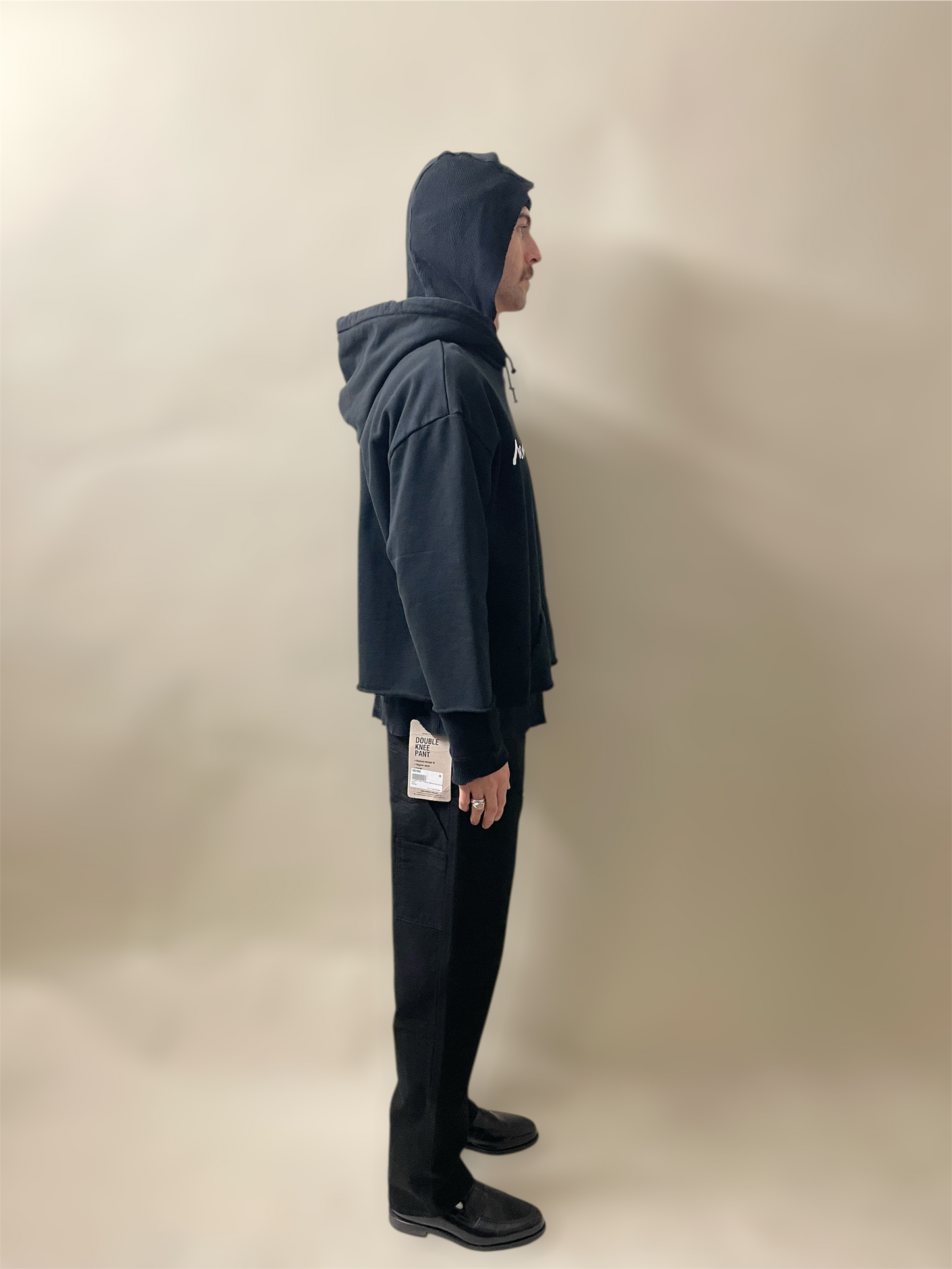 MM6 Black Chest Logo Cropped Hoodie Large - L