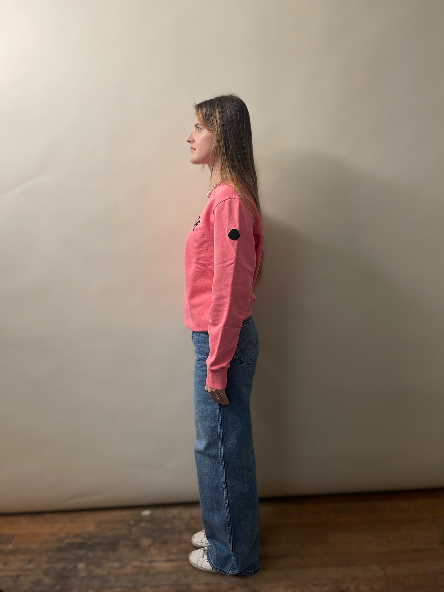 Moncler Bright Pink Fading Chest Logo Crewneck Sweater Medium - M