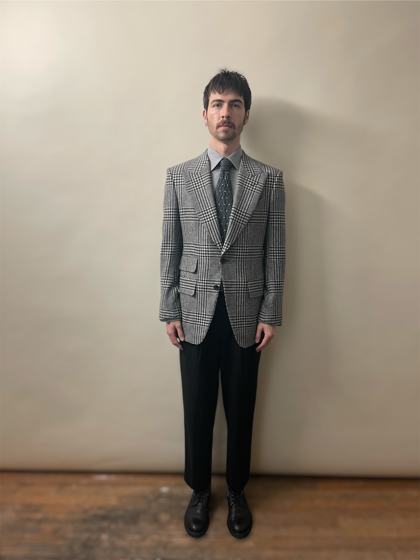 Tom Ford Multi Grey Glen Check Wool Cashmere Atticus Blazer 38R