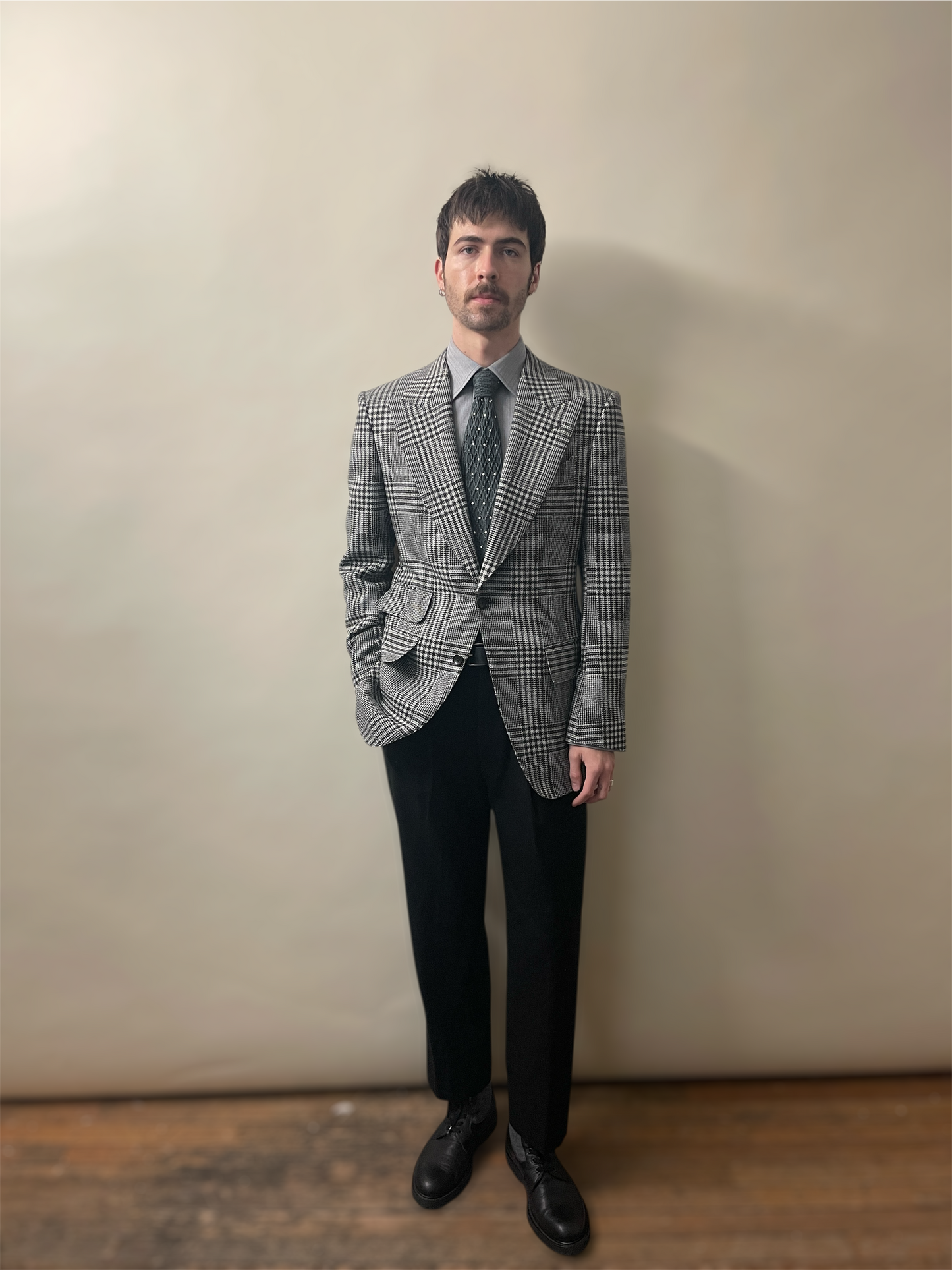 Tom Ford Multi Grey Glen Check Wool Cashmere Atticus Blazer 38R