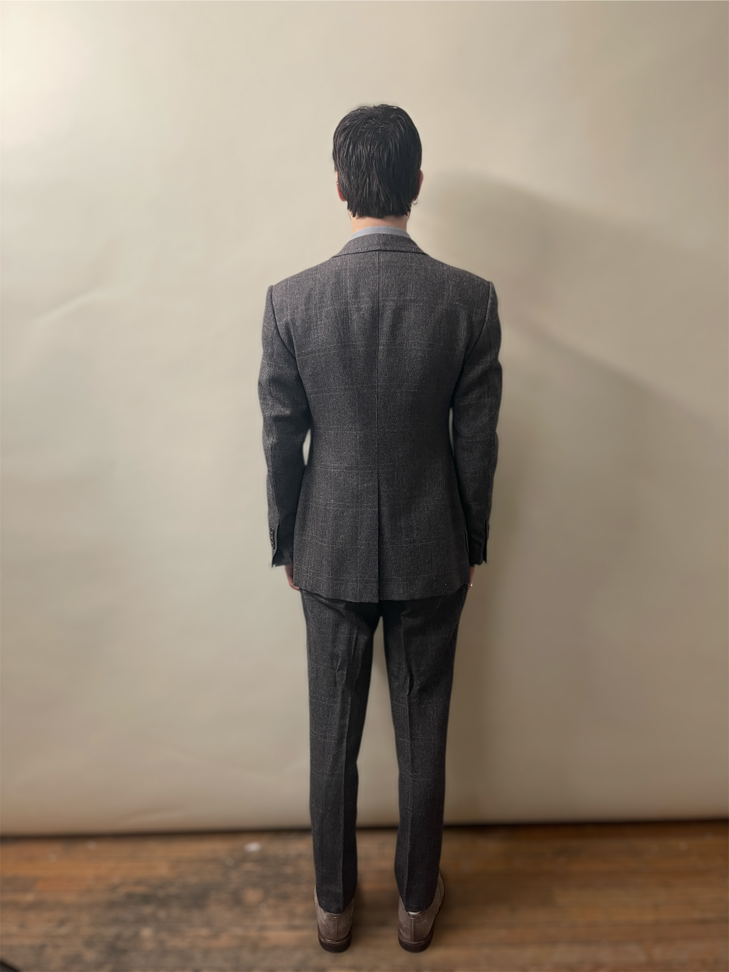 Tom Ford Earthy Brown & Purple Wool Silk Tweed Windowpane 3-Piece Suit 38R