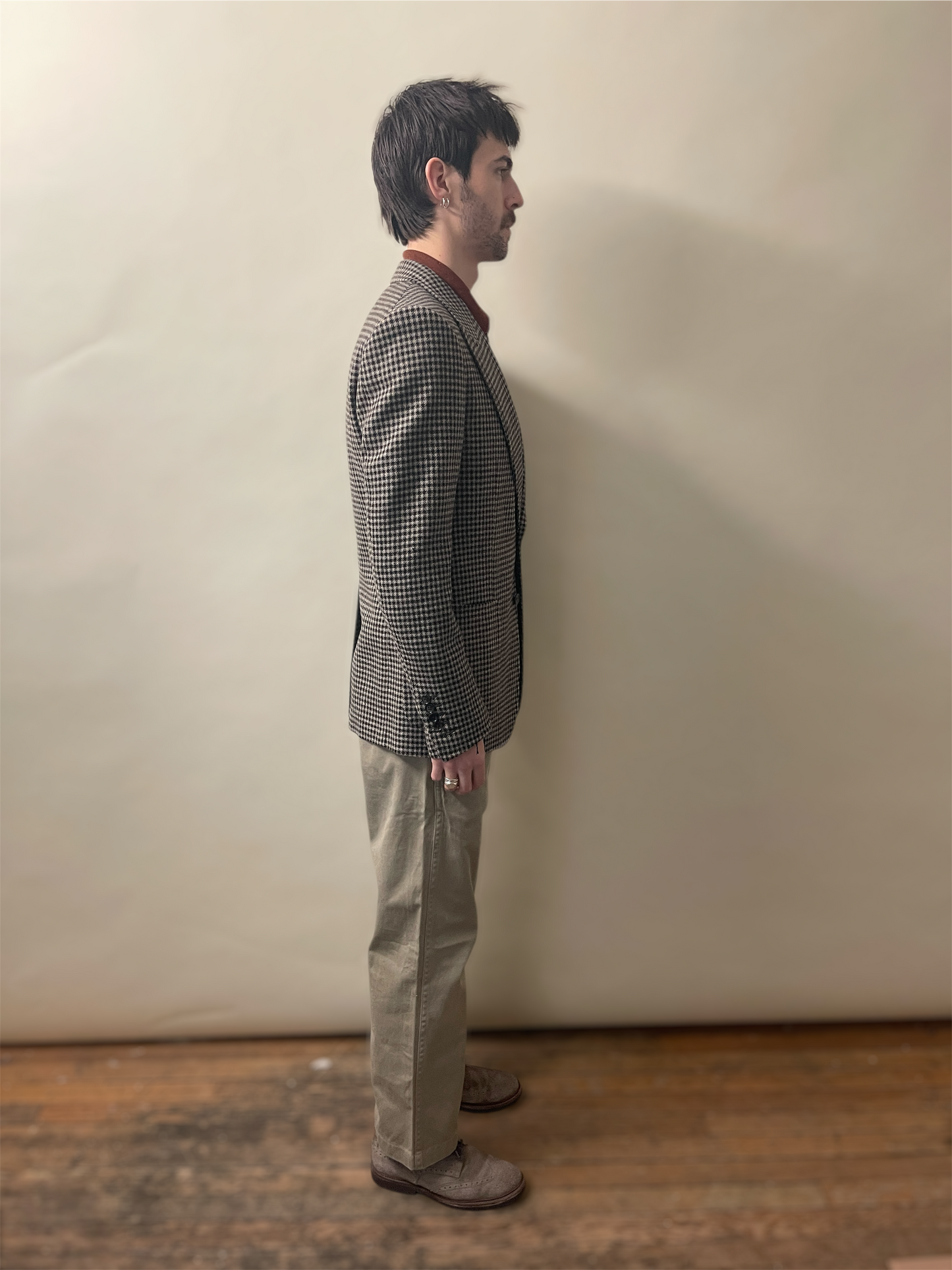 Tom Ford Dark Brown, Grey, & Yellow Glen Check Wool Cashmere Shelton Jacket 38R