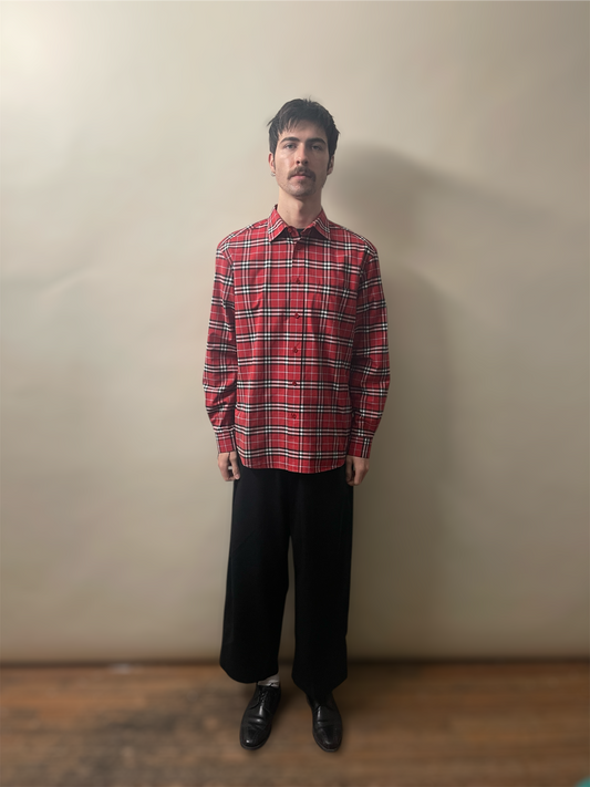 Burberry Red Plaid Embroidered Back Logo LS Button Up Shirt Medium - M