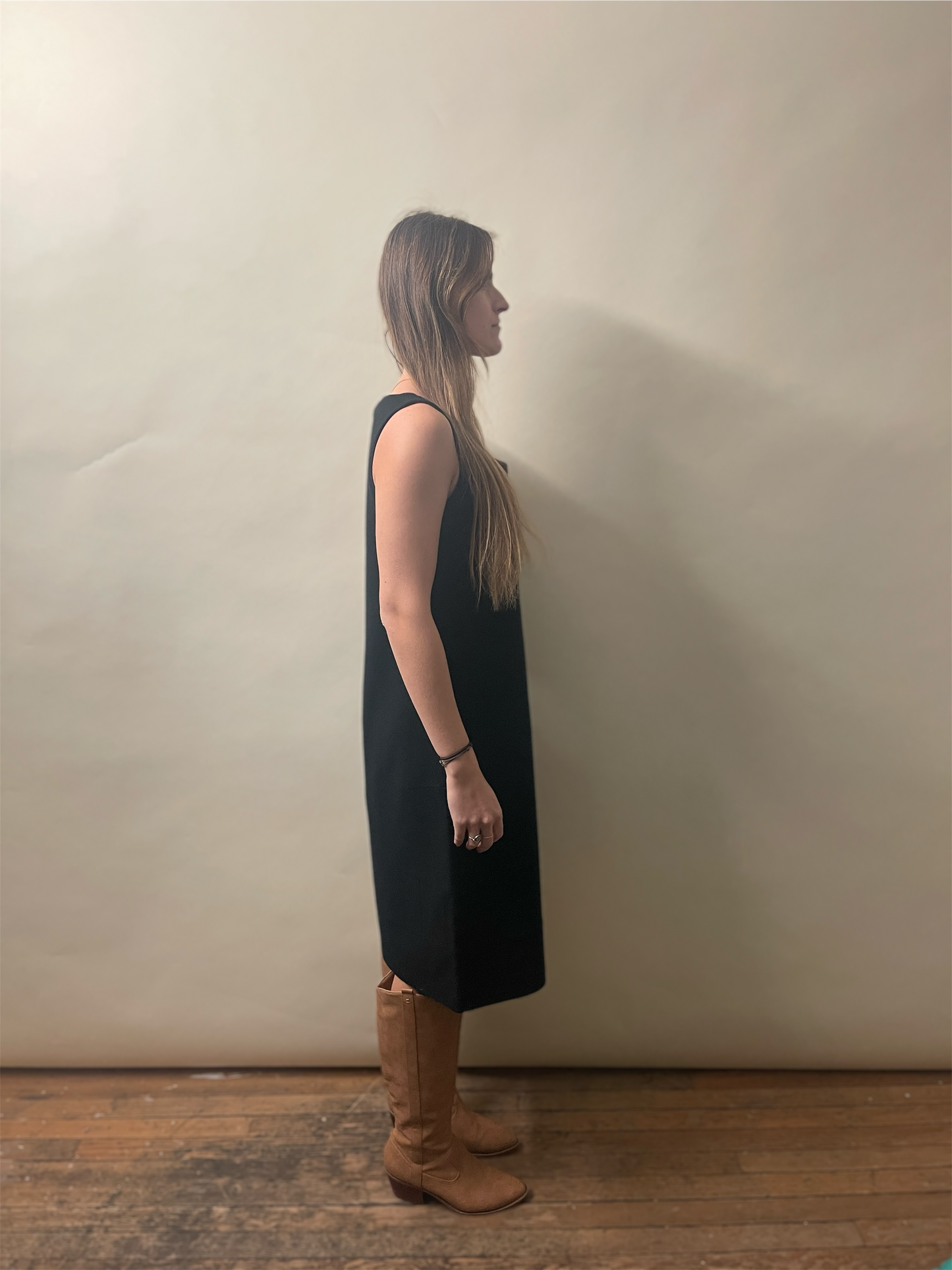 Comme Des Garcons Black Wool Darted Sleeveless Dress Small - S