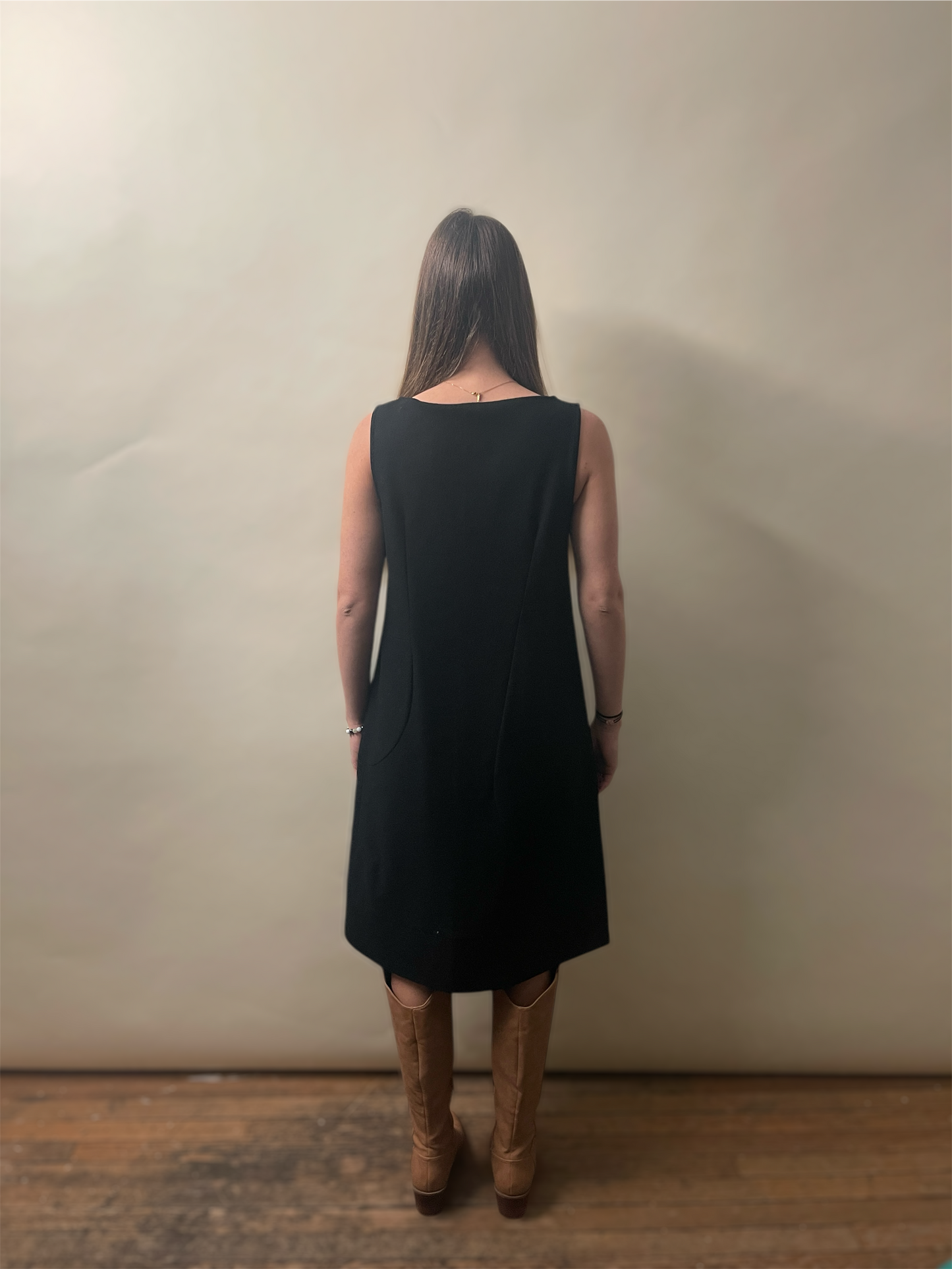 Comme Des Garcons Black Wool Darted Sleeveless Dress Small - S