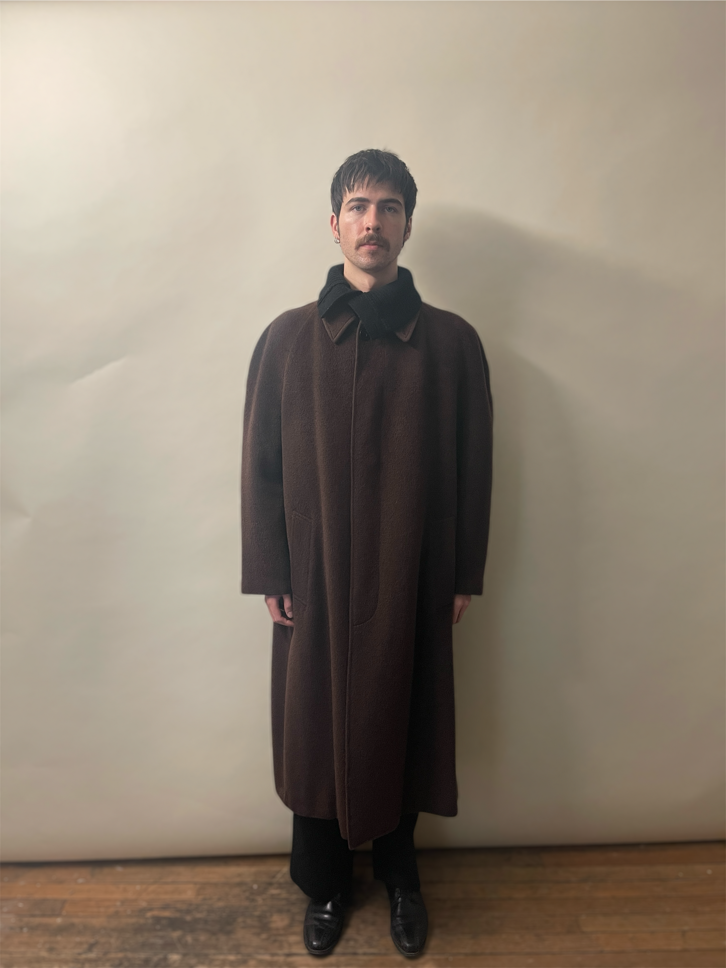 Giorgio Armani Brown Wool Mohair Raglan Sleeve Balmacaan Coat 40R