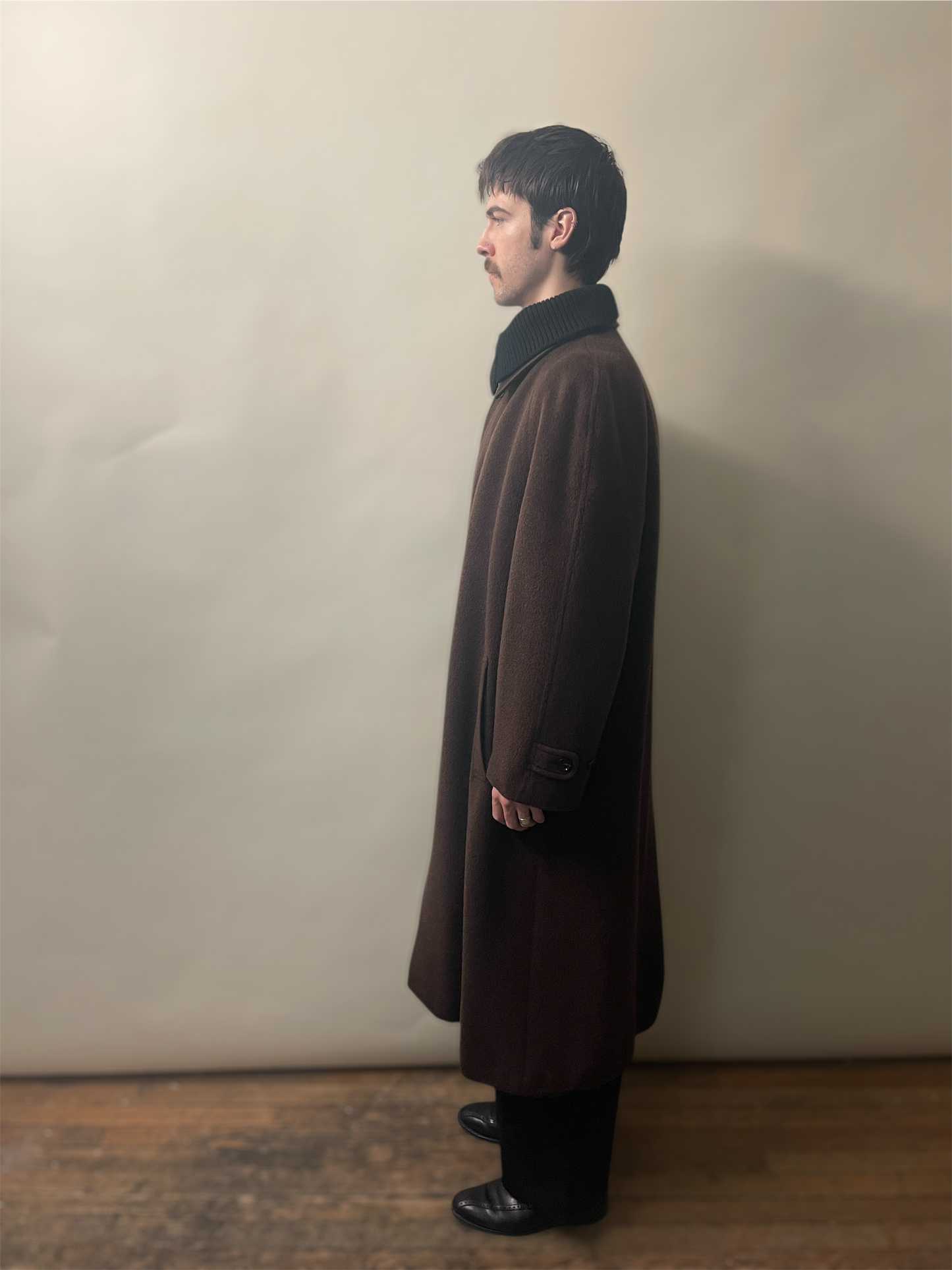 Giorgio Armani Brown Wool Mohair Raglan Sleeve Balmacaan Coat 40R