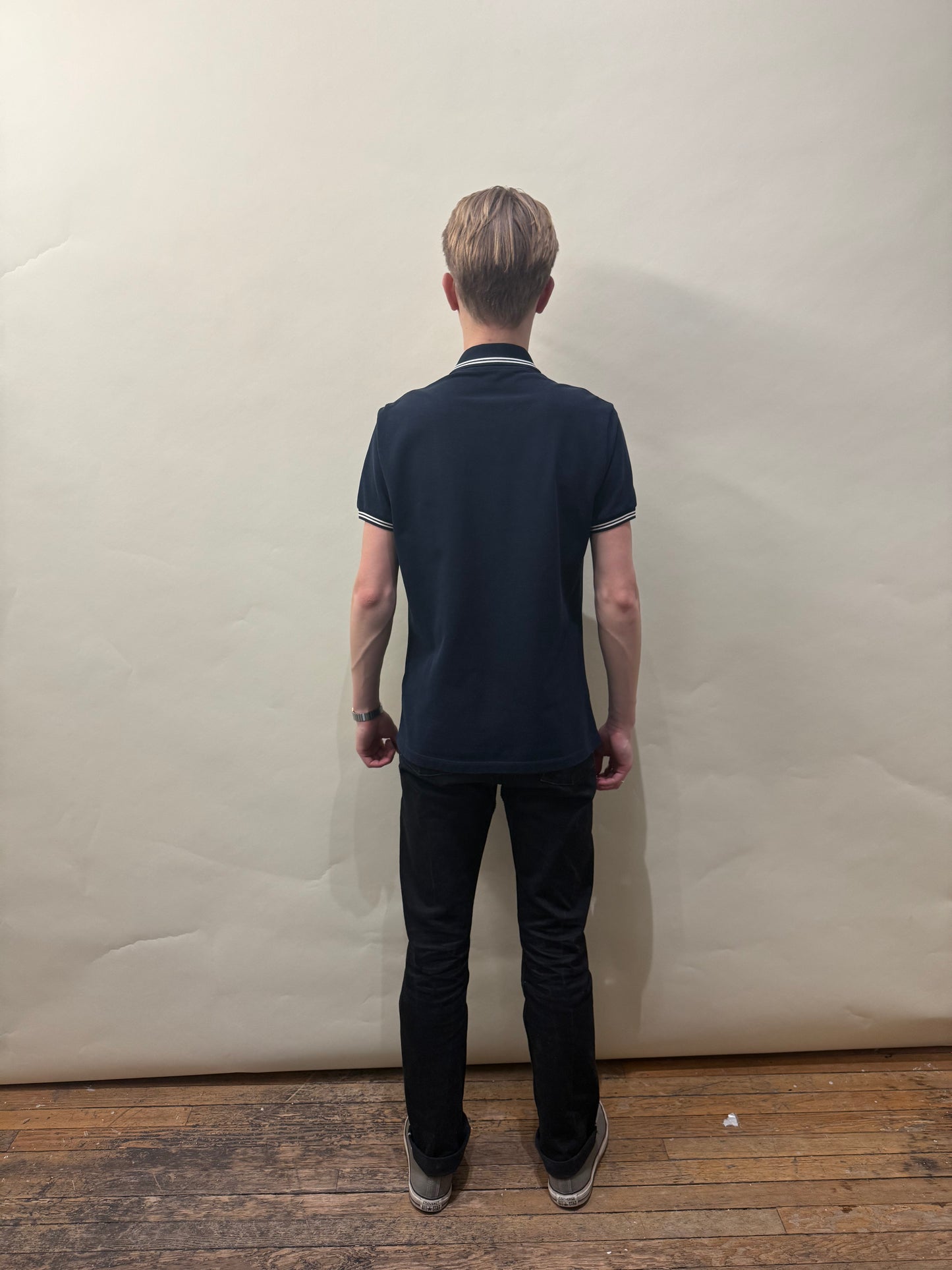 Gucci Navy Blue Crest Logo SS Polo Shirt Medium - M