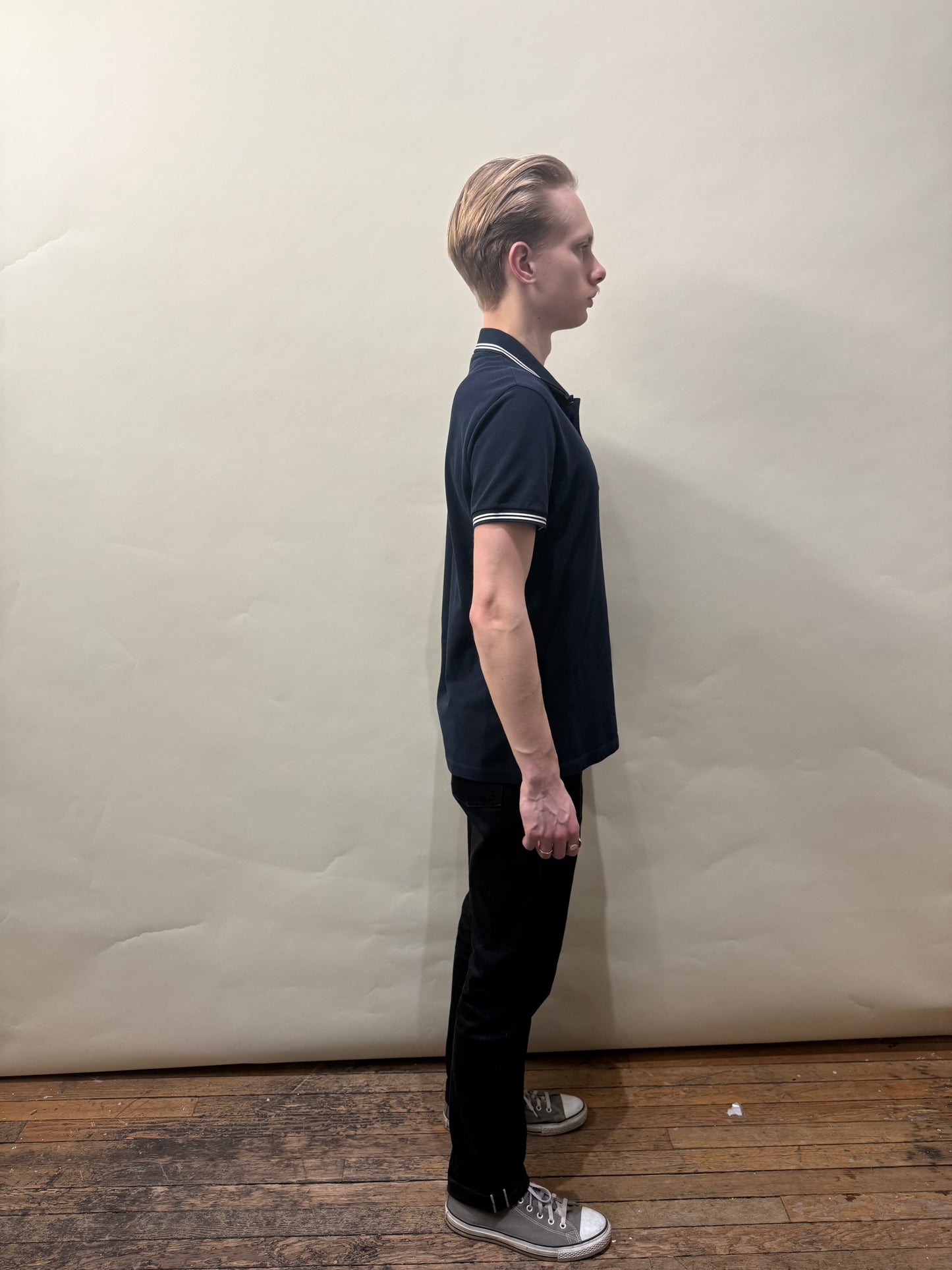 Gucci Navy Blue Crest Logo SS Polo Shirt Medium - M