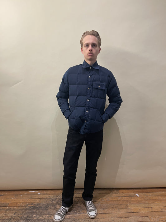 Crescent Down Works Navy Blue Down Filled Shirt Large - L