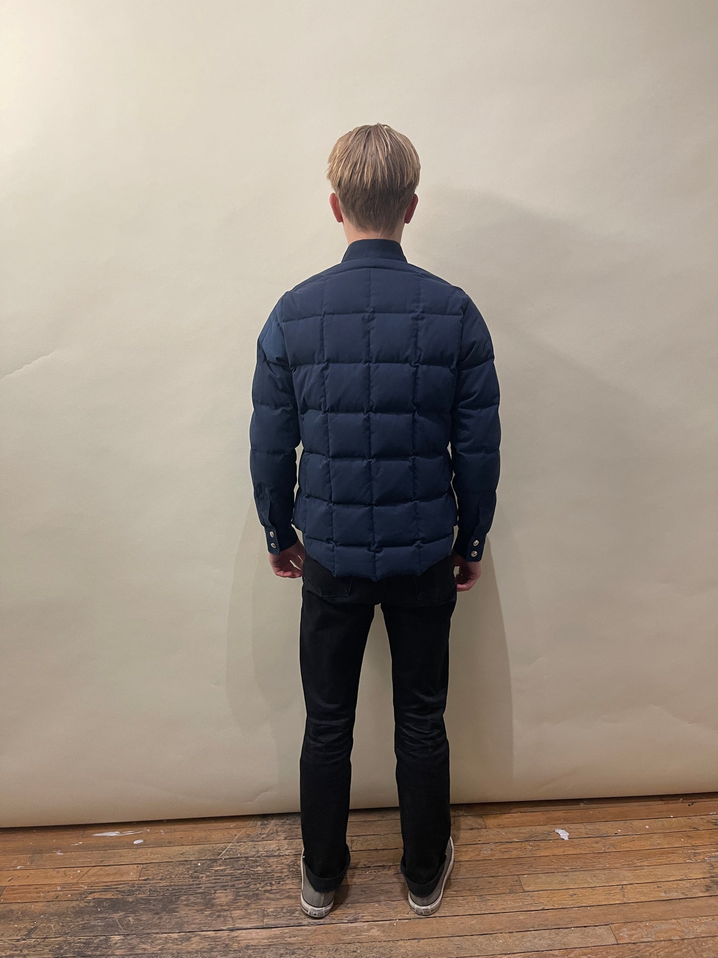 Crescent Down Works Navy Blue Down Filled Shirt Large - L